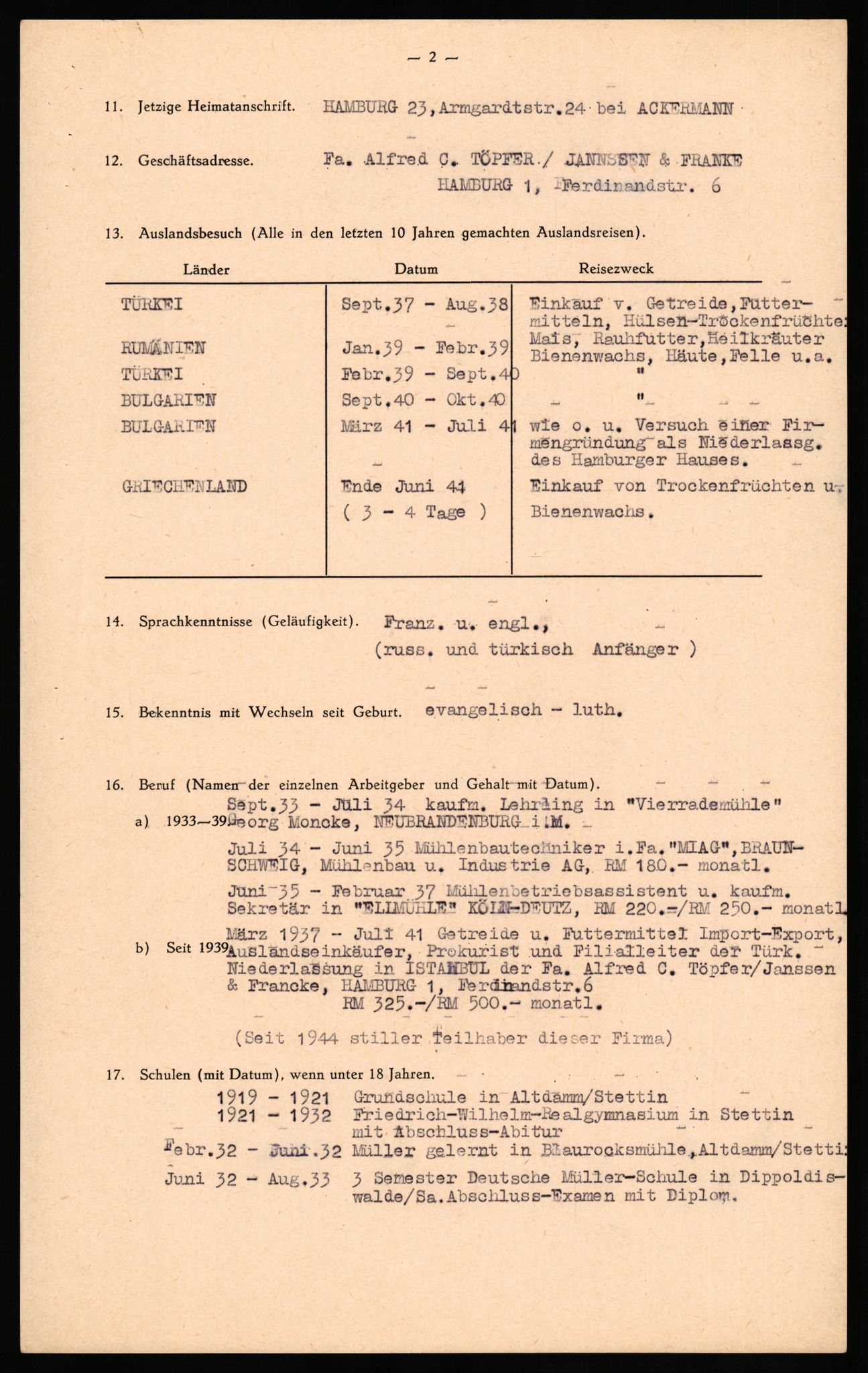 Forsvaret, Forsvarets overkommando II, AV/RA-RAFA-3915/D/Db/L0036: CI Questionaires. Tyske okkupasjonsstyrker i Norge. Tyskere., 1945-1946, s. 64
