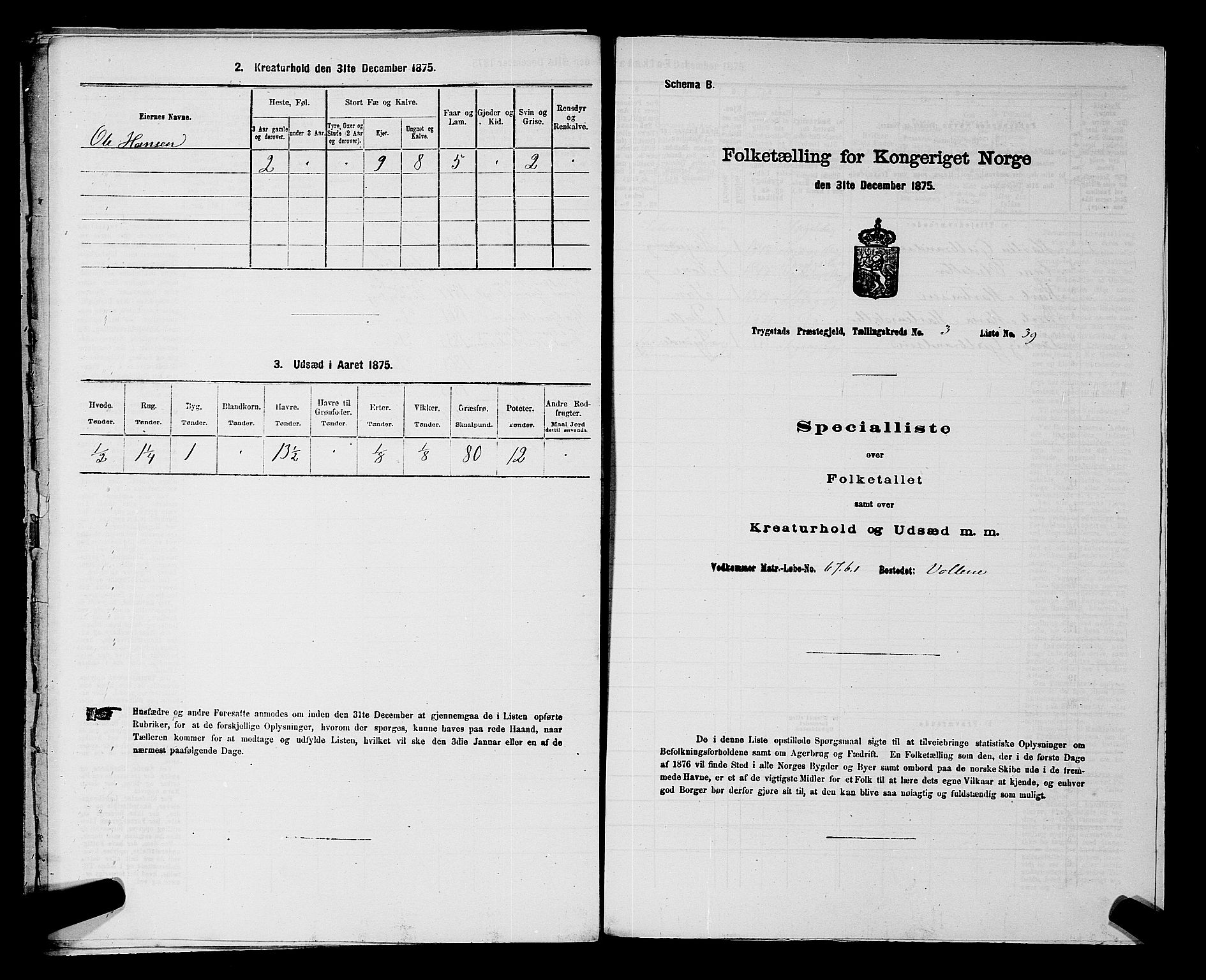 RA, Folketelling 1875 for 0122P Trøgstad prestegjeld, 1875, s. 366