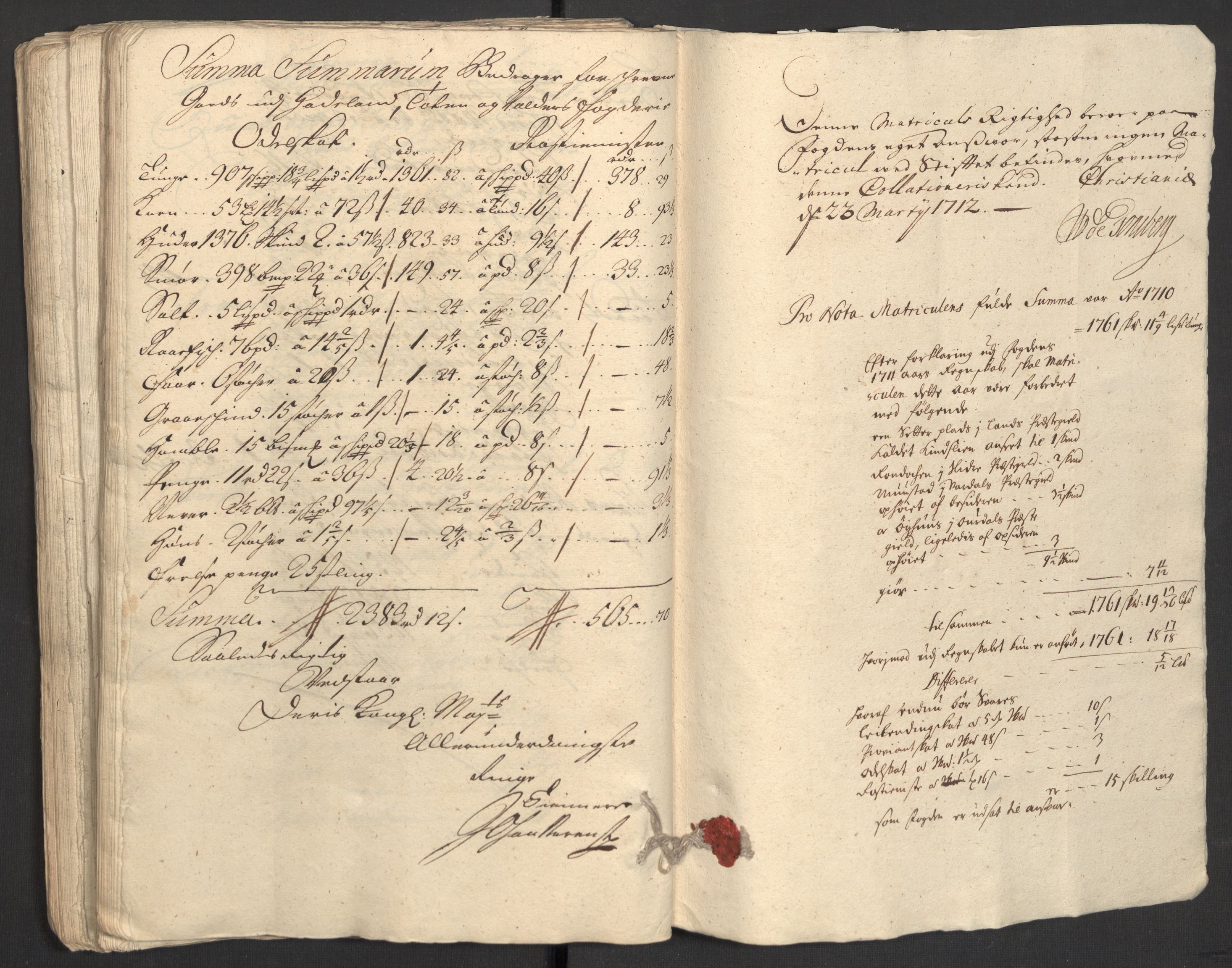 Rentekammeret inntil 1814, Reviderte regnskaper, Fogderegnskap, RA/EA-4092/R18/L1308: Fogderegnskap Hadeland, Toten og Valdres, 1711, s. 208