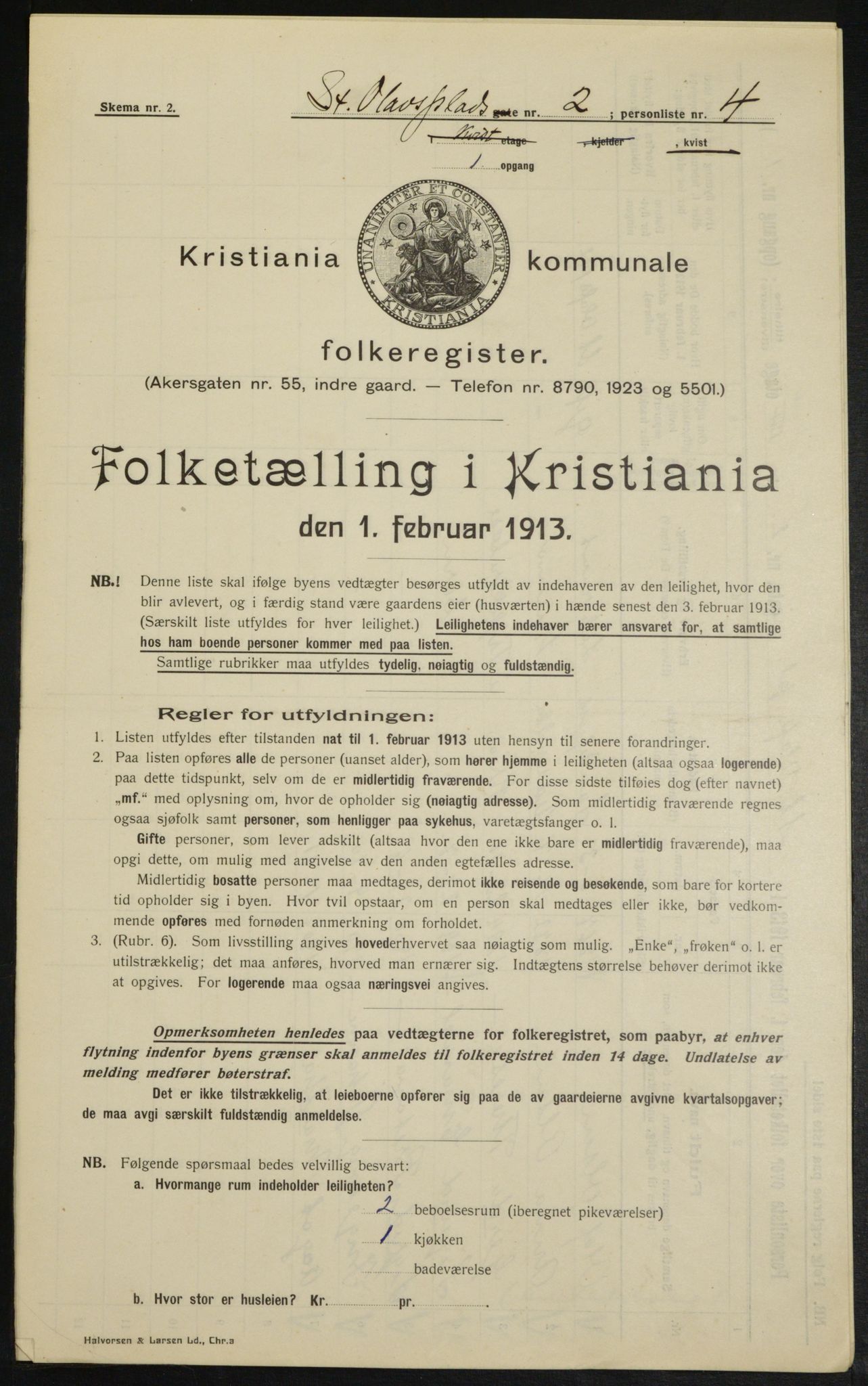 OBA, Kommunal folketelling 1.2.1913 for Kristiania, 1913, s. 88376