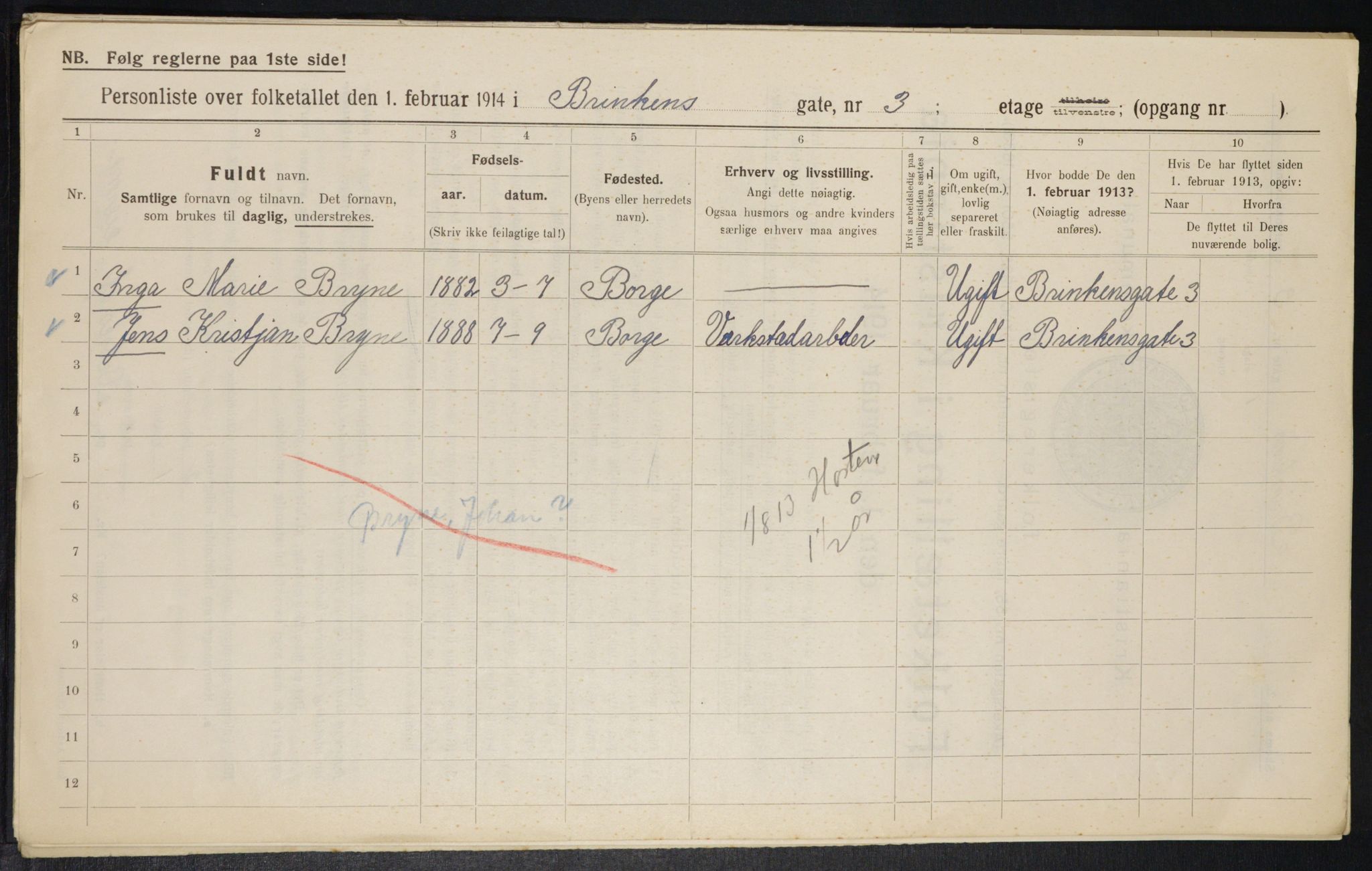 OBA, Kommunal folketelling 1.2.1914 for Kristiania, 1914, s. 8802