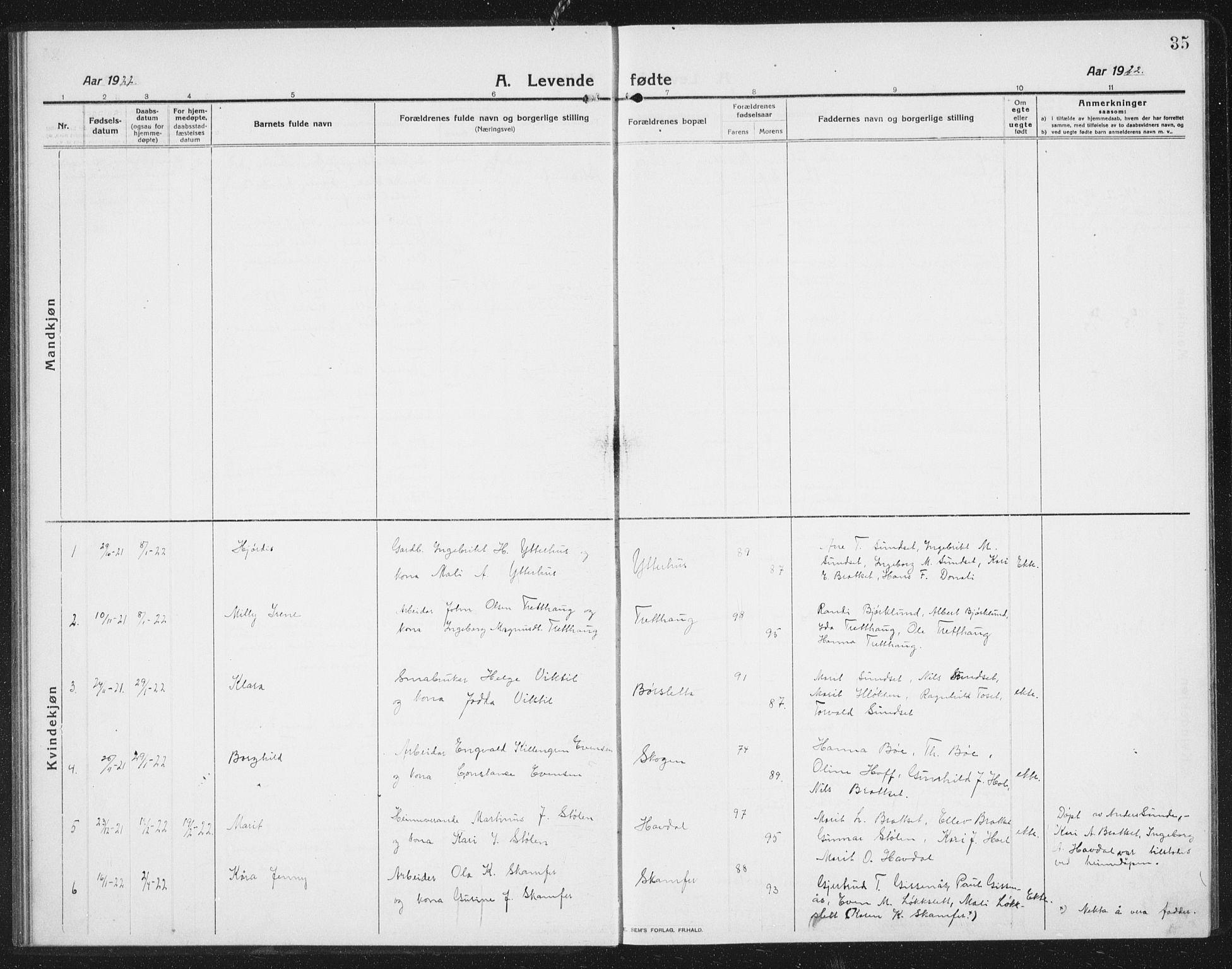 Ministerialprotokoller, klokkerbøker og fødselsregistre - Sør-Trøndelag, AV/SAT-A-1456/675/L0888: Klokkerbok nr. 675C01, 1913-1935, s. 35