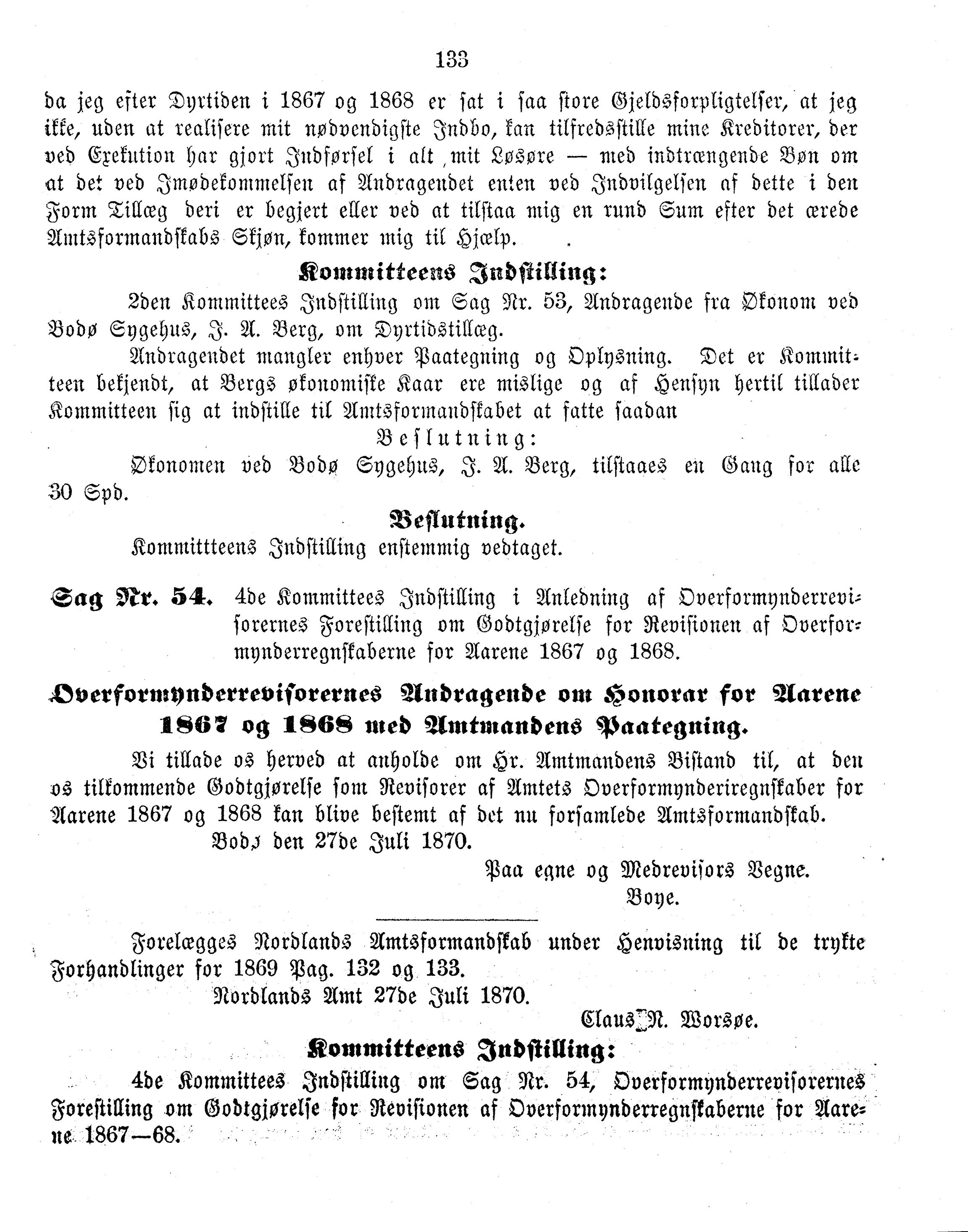 Nordland Fylkeskommune. Fylkestinget, AIN/NFK-17/176/A/Ac/L0006: Fylkestingsforhandlinger 1870, 1870