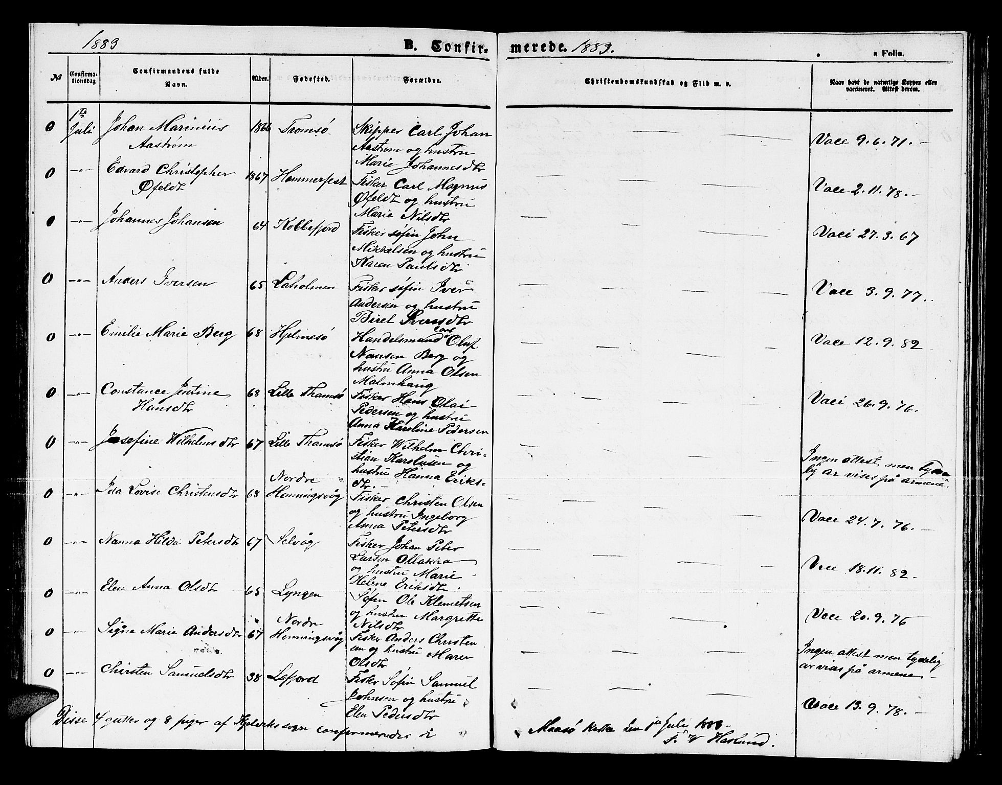 Måsøy sokneprestkontor, AV/SATØ-S-1348/H/Hb/L0003klokker: Klokkerbok nr. 3, 1861-1886