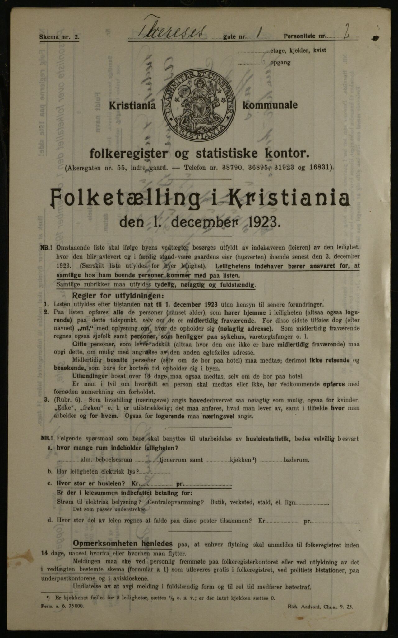 OBA, Kommunal folketelling 1.12.1923 for Kristiania, 1923, s. 118956