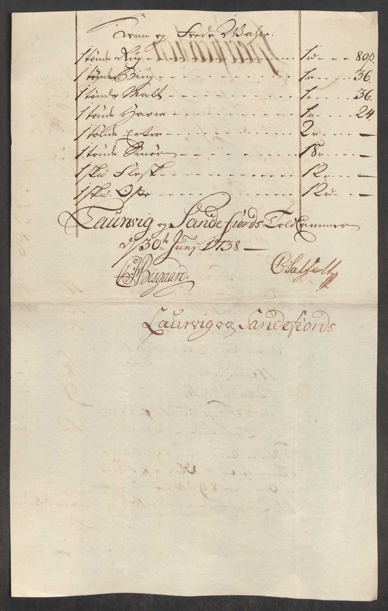 Rentekammeret inntil 1814, Realistisk ordnet avdeling, AV/RA-EA-4070/Oe/L0001: [Ø1]: Priskuranter, 1712-1739, s. 770