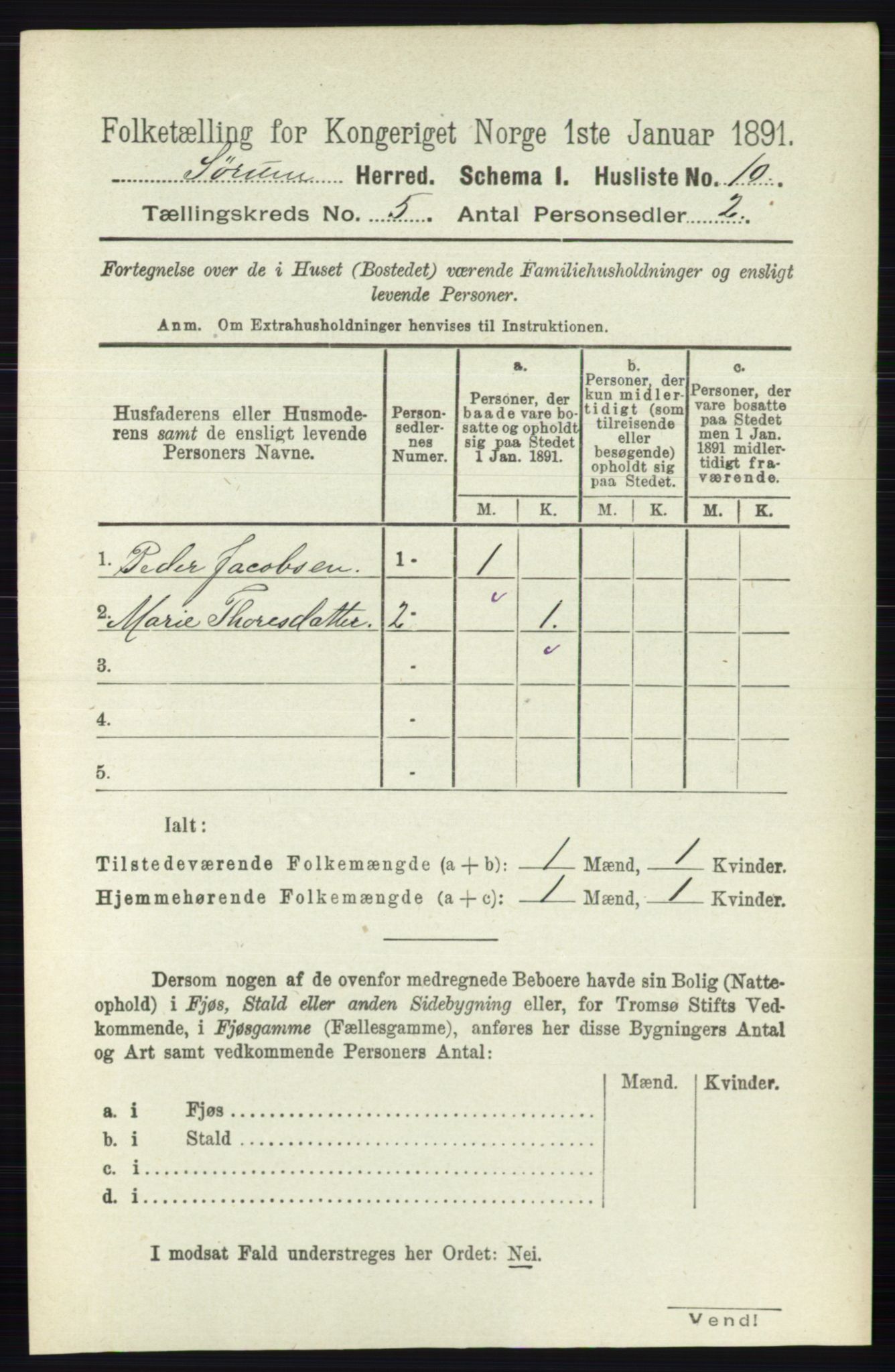 RA, Folketelling 1891 for 0226 Sørum herred, 1891, s. 2255