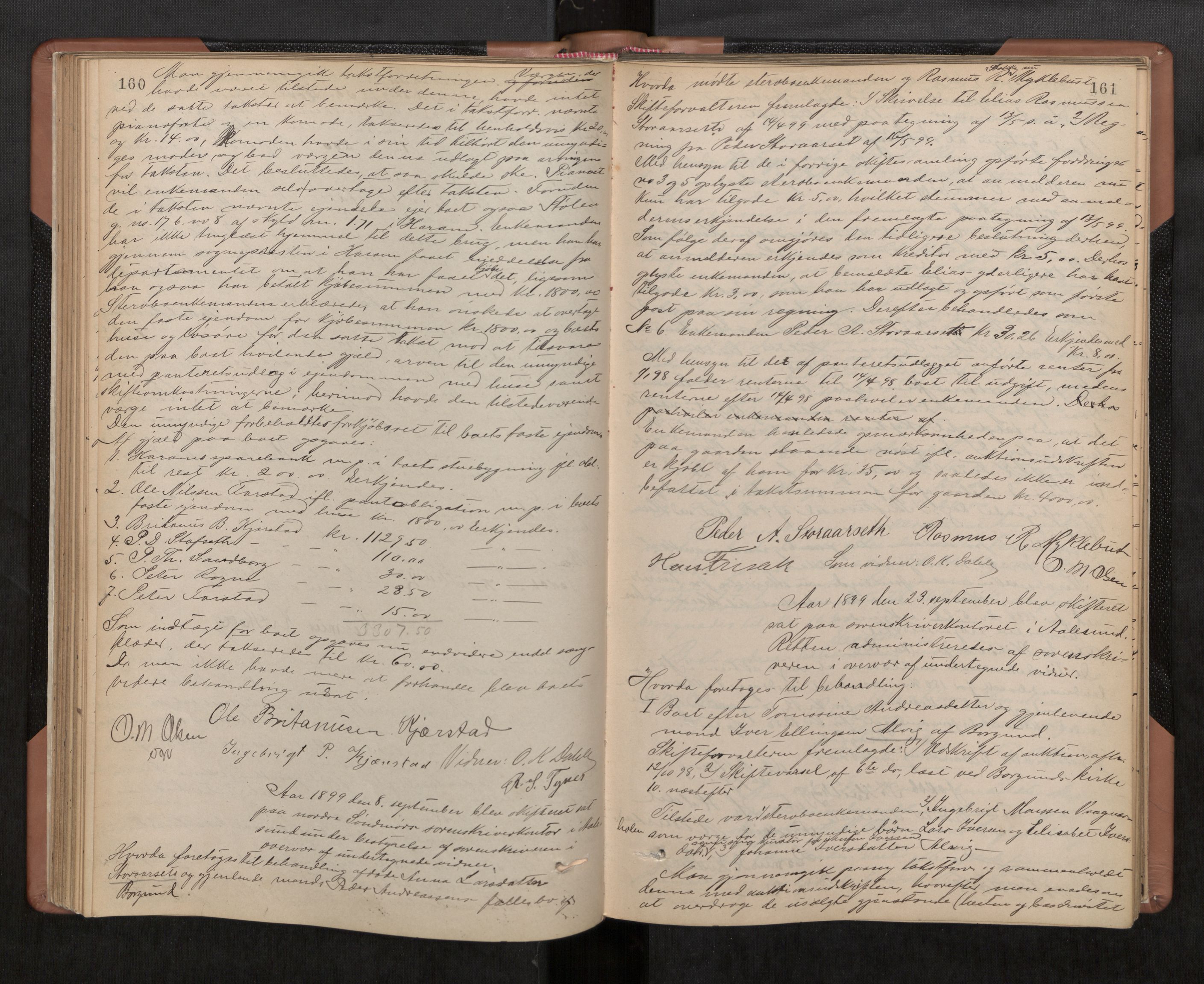 Nordre Sunnmøre sorenskriveri, AV/SAT-A-0006/1/3/3B/L0003: Skiftebehandlingsprotokoll 3, 1892-1907, s. 160-161
