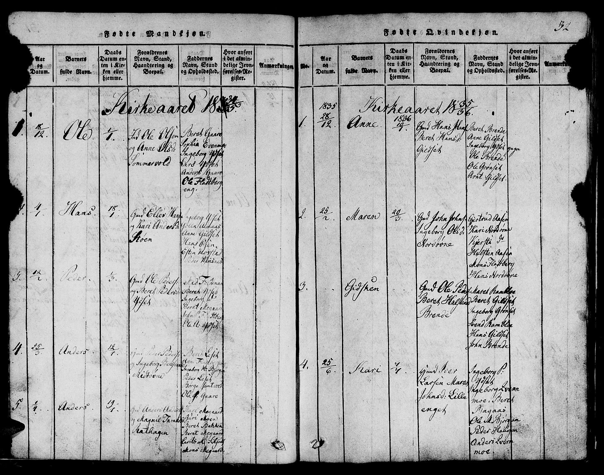 Ministerialprotokoller, klokkerbøker og fødselsregistre - Sør-Trøndelag, AV/SAT-A-1456/685/L0976: Klokkerbok nr. 685C01, 1817-1878, s. 32