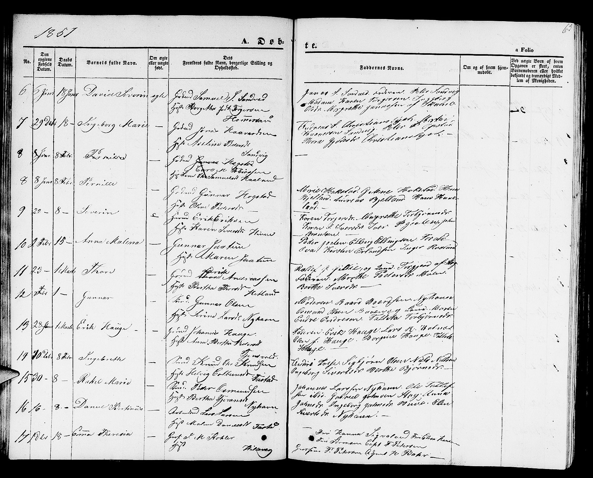 Hetland sokneprestkontor, AV/SAST-A-101826/30/30BB/L0001: Klokkerbok nr. B 1, 1850-1868, s. 63