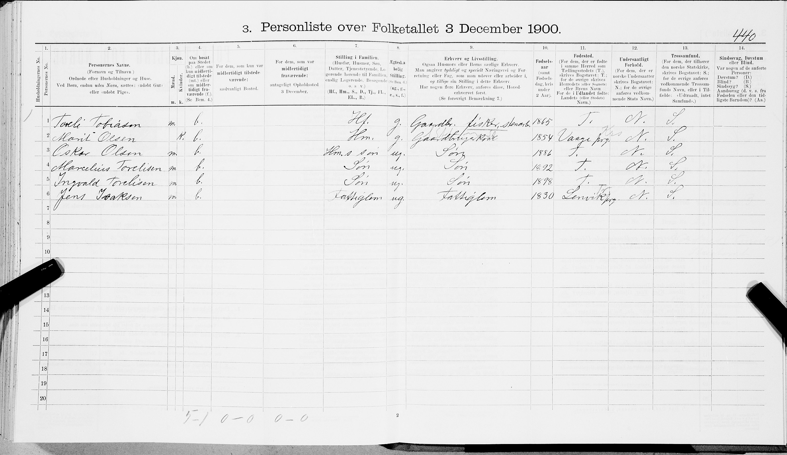 SAT, Folketelling 1900 for 1849 Hamarøy herred, 1900, s. 458