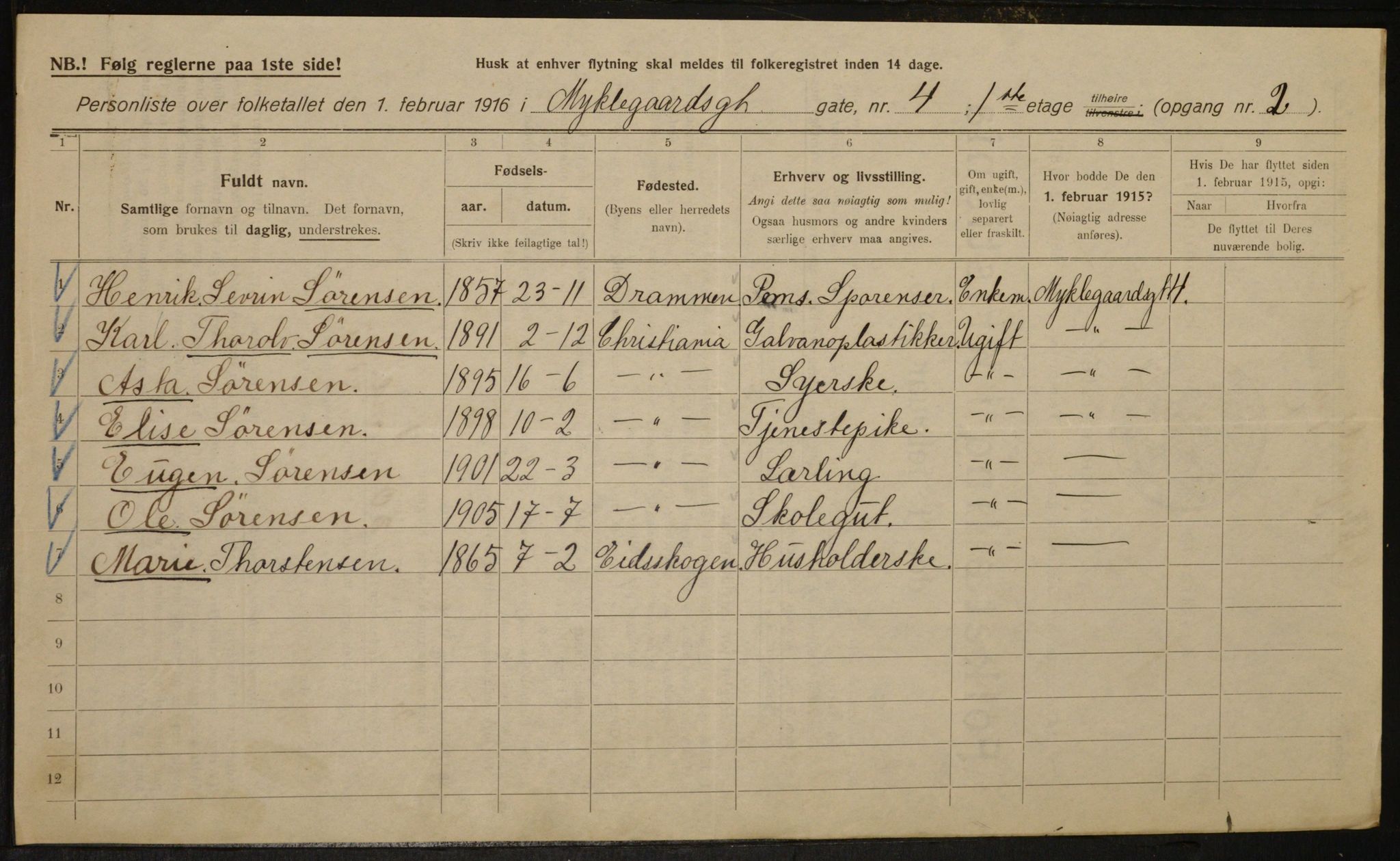 OBA, Kommunal folketelling 1.2.1916 for Kristiania, 1916, s. 70013