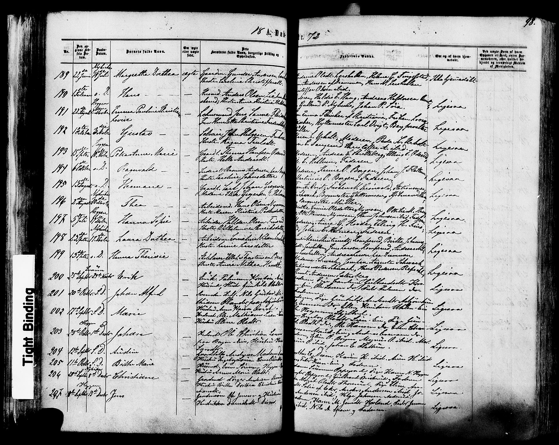 Modum kirkebøker, AV/SAKO-A-234/F/Fa/L0010: Ministerialbok nr. 10, 1865-1876, s. 98