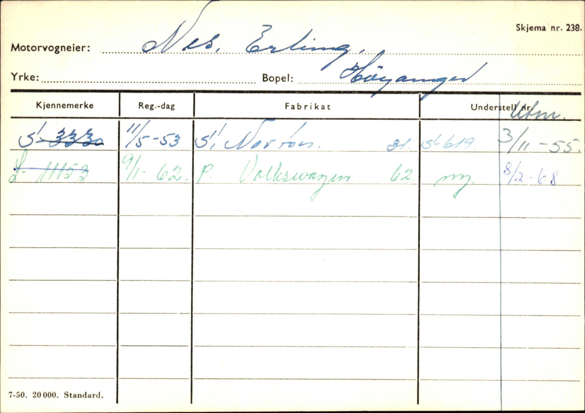 Statens vegvesen, Sogn og Fjordane vegkontor, SAB/A-5301/4/F/L0130: Eigarregister Eid T-Å. Høyanger A-O, 1945-1975, s. 2237