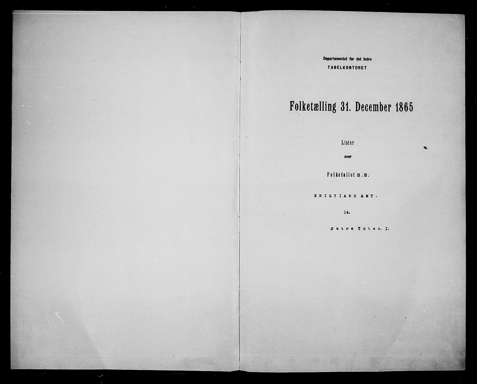 RA, Folketelling 1865 for 0528P Østre Toten prestegjeld, 1865, s. 3