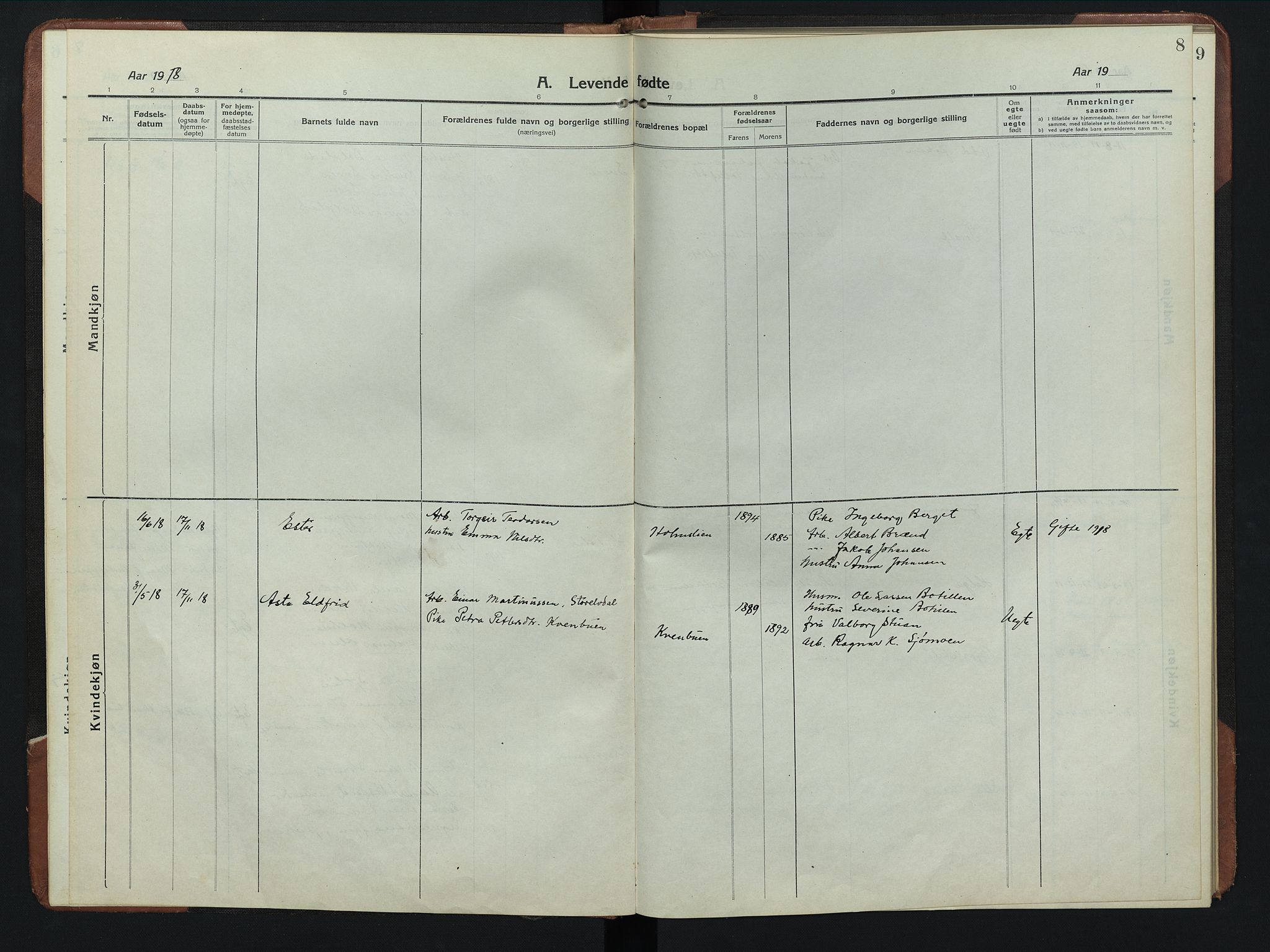 Rendalen prestekontor, SAH/PREST-054/H/Ha/Hab/L0008: Klokkerbok nr. 8, 1914-1948, s. 8