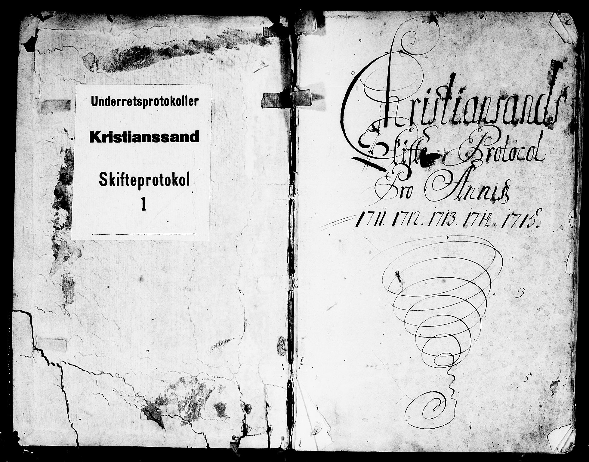 Kristiansand byrett, AV/SAK-1223-0001/H/Hc/L0002: Skifteprotokoll nr. 1, 1711-1716