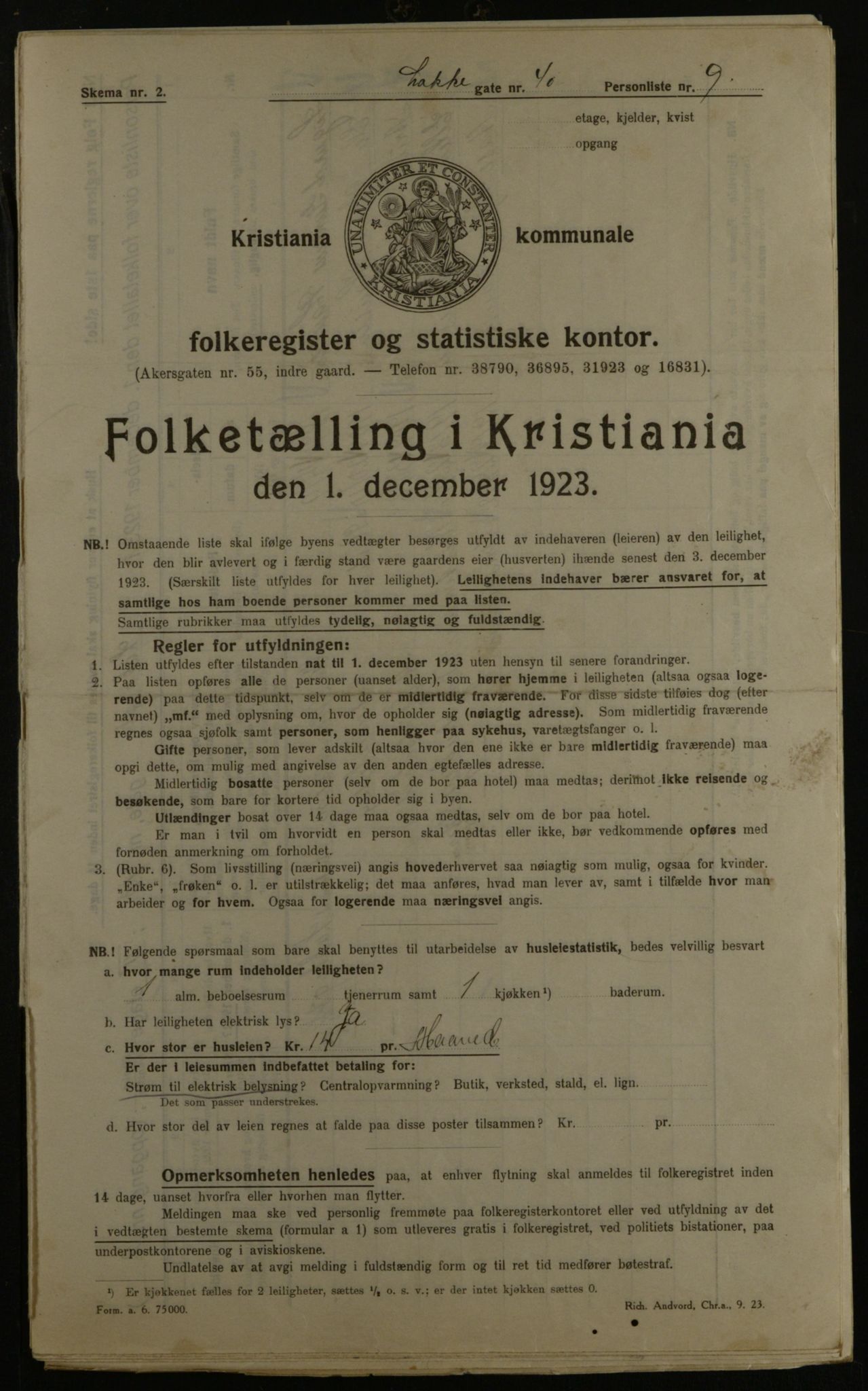 OBA, Kommunal folketelling 1.12.1923 for Kristiania, 1923, s. 62043