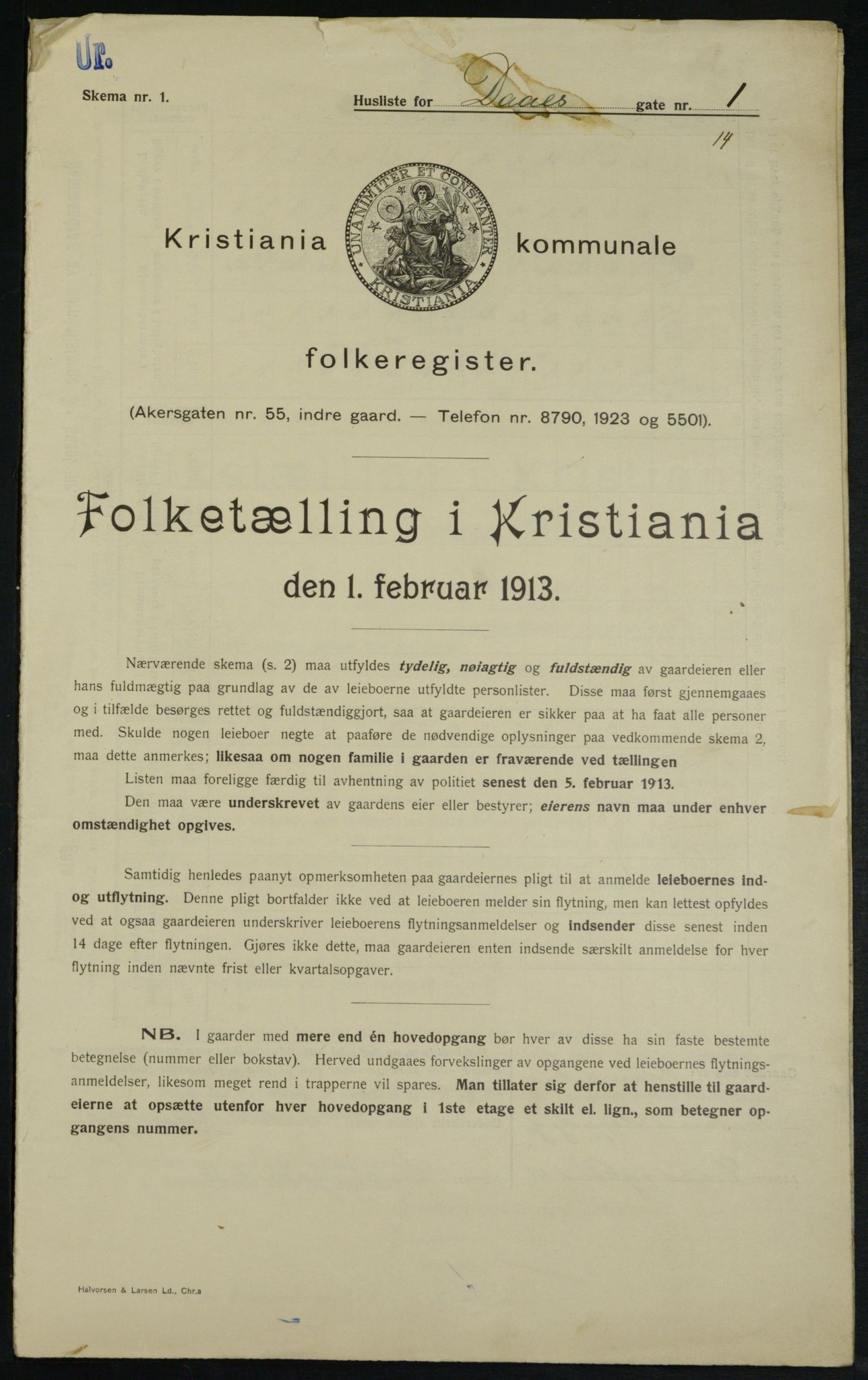 OBA, Kommunal folketelling 1.2.1913 for Kristiania, 1913, s. 17937
