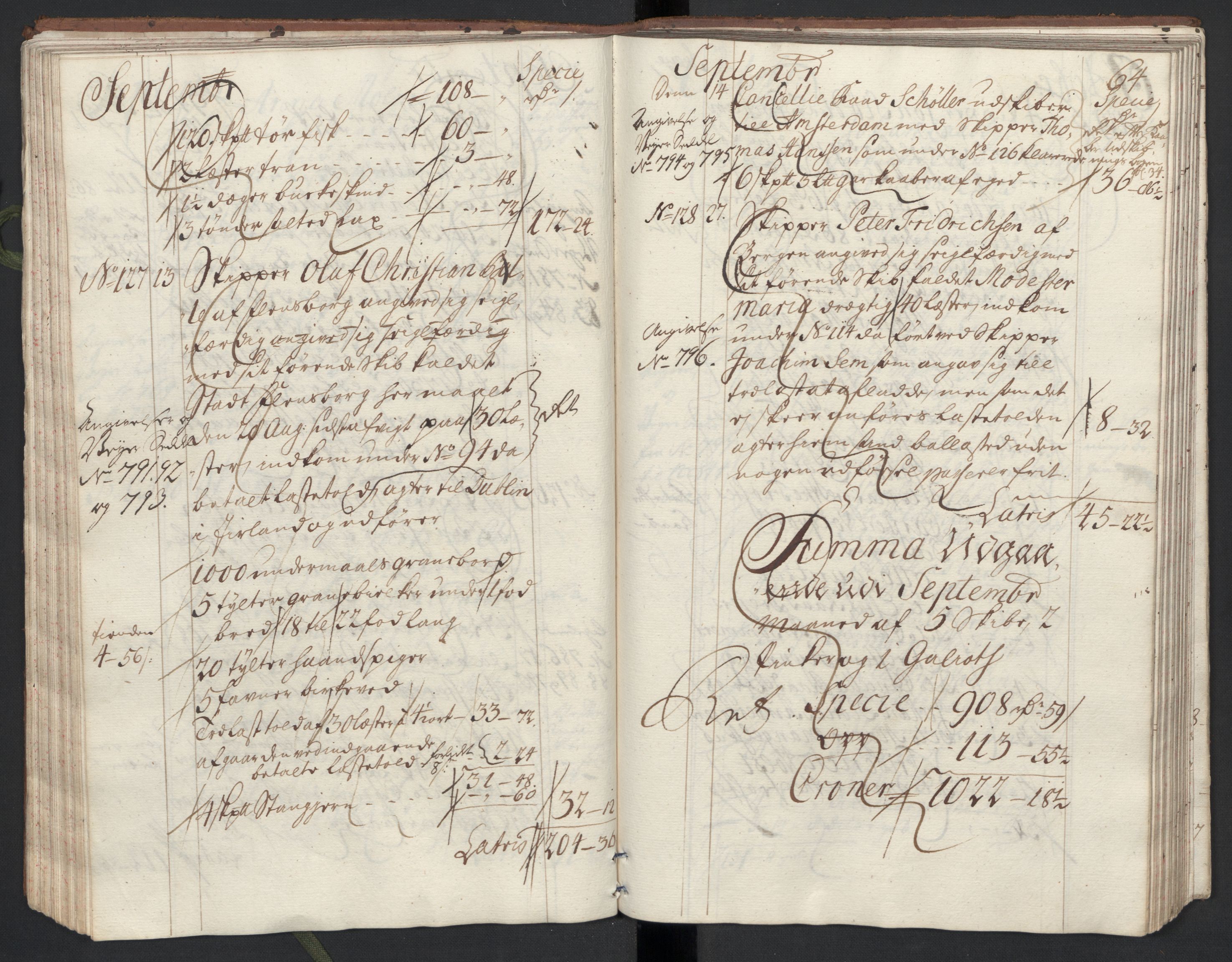 Generaltollkammeret, tollregnskaper, AV/RA-EA-5490/R33/L0013/0002: Tollregnskaper Trondheim A / Utgående tollbok, 1731, s. 63b-64a