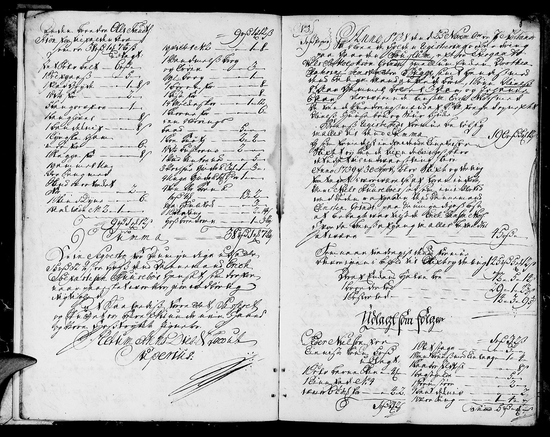 Ytre Sogn tingrett, AV/SAB-A-2601/1/H/Ha/L0005: Skifteprotokoll, 1738-1739, s. 4b-5a
