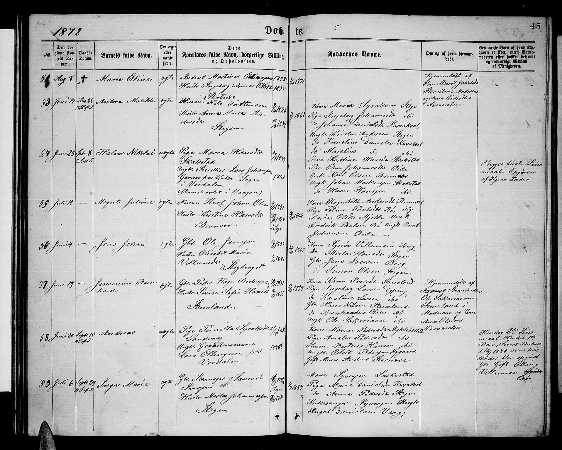 Ministerialprotokoller, klokkerbøker og fødselsregistre - Nordland, AV/SAT-A-1459/855/L0815: Klokkerbok nr. 855C04, 1865-1878, s. 45