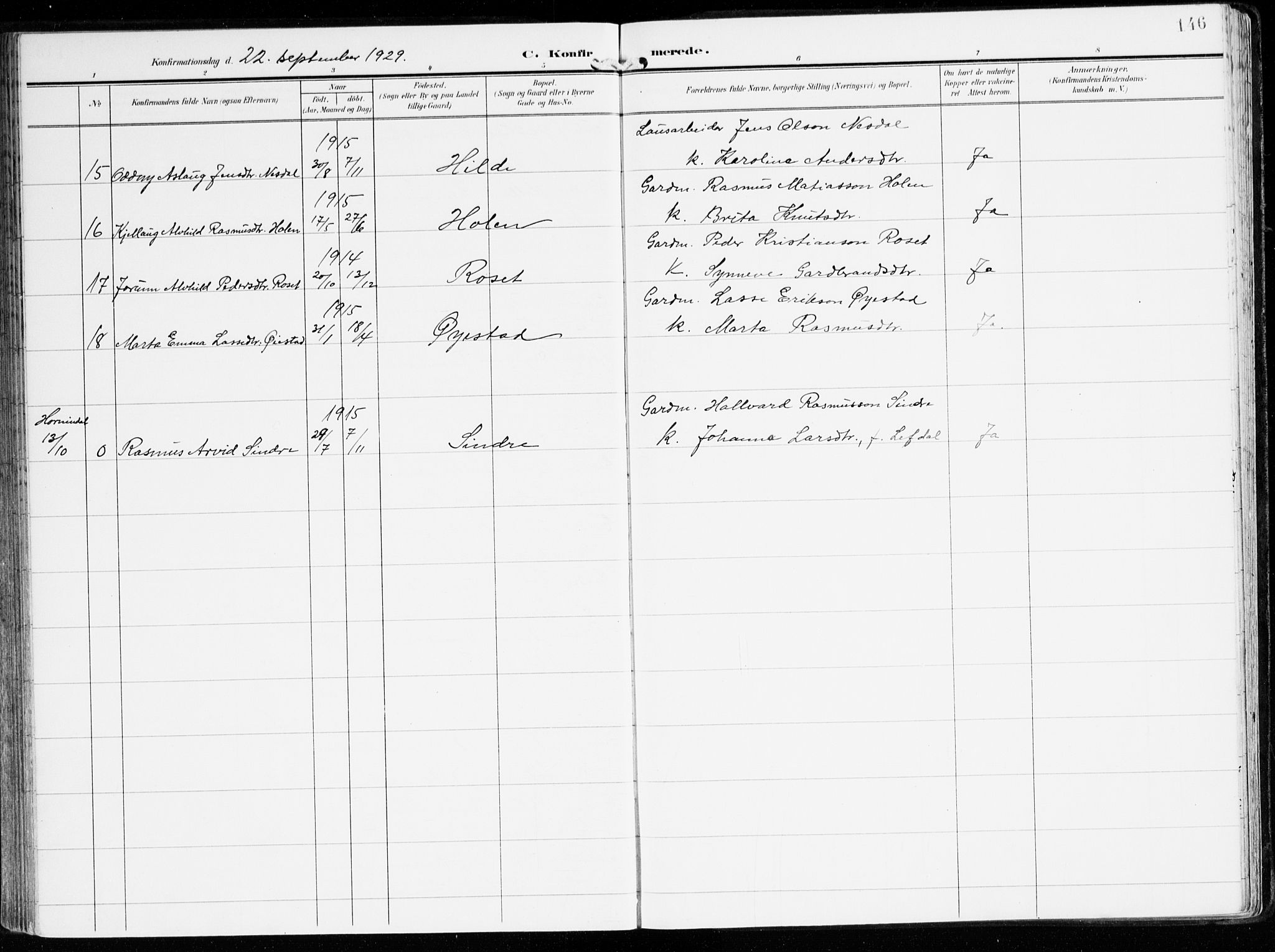 Innvik sokneprestembete, AV/SAB-A-80501: Ministerialbok nr. B 2, 1903-1929, s. 146