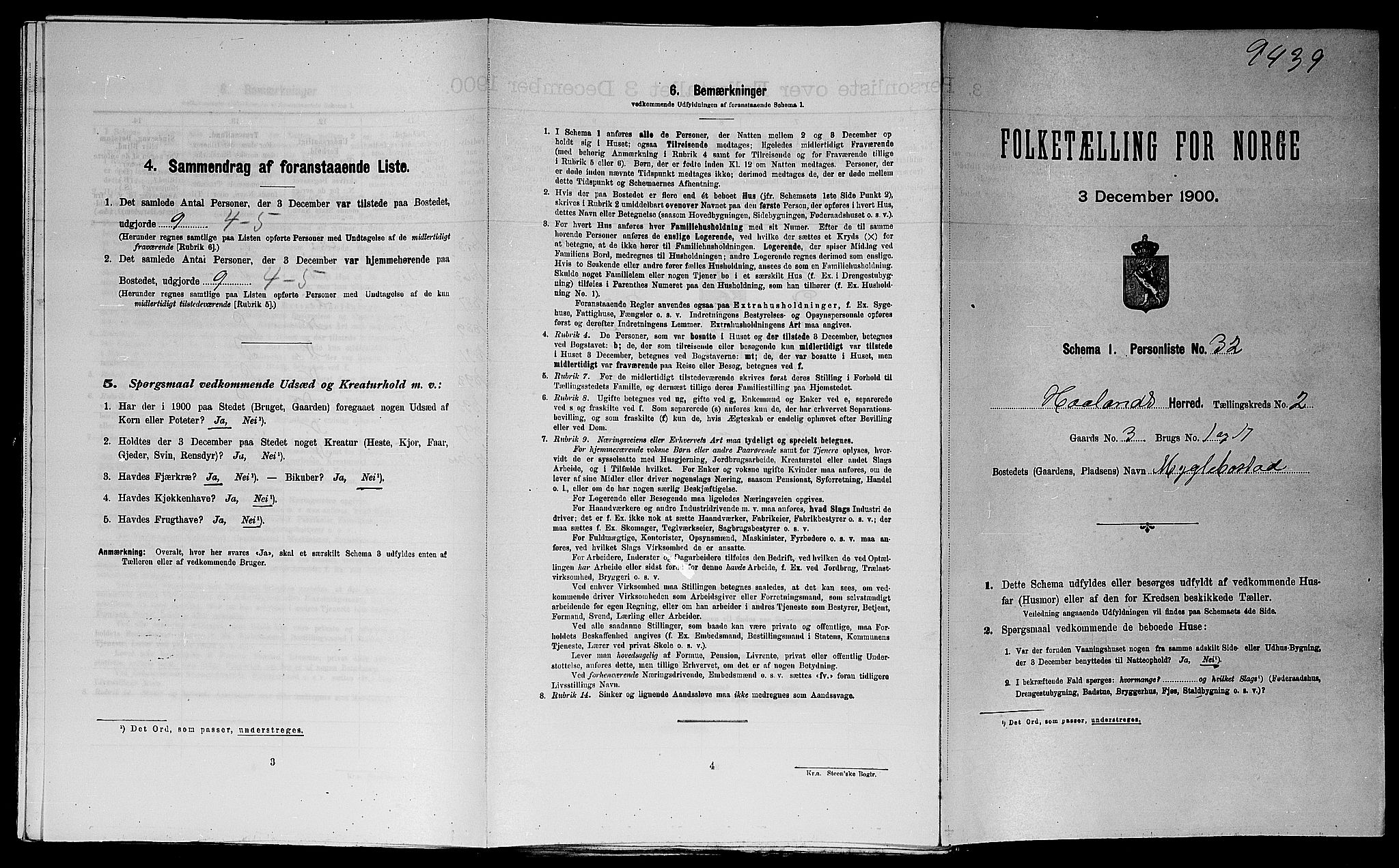 SAST, Folketelling 1900 for 1124 Haaland herred, 1900, s. 433