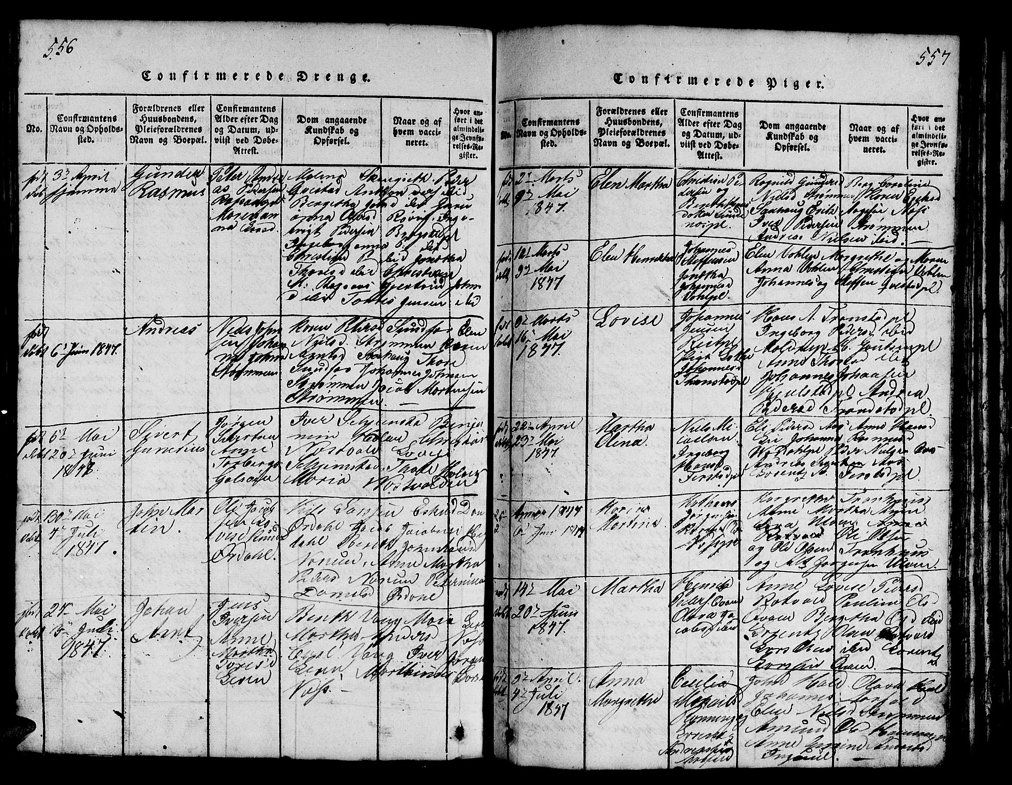 Ministerialprotokoller, klokkerbøker og fødselsregistre - Nord-Trøndelag, AV/SAT-A-1458/730/L0298: Klokkerbok nr. 730C01, 1816-1849, s. 556-557