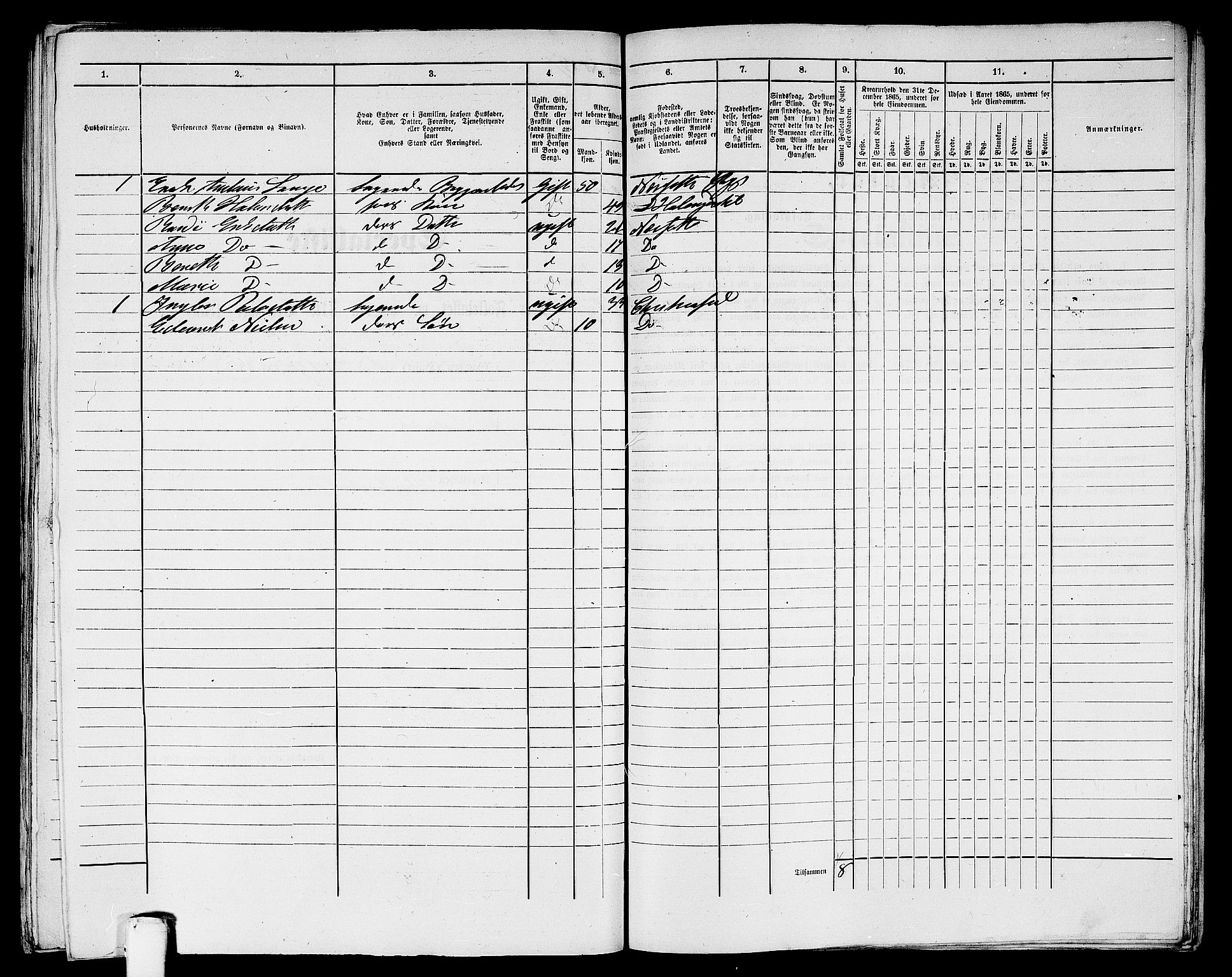 RA, Folketelling 1865 for 1503B Kristiansund prestegjeld, Kristiansund kjøpstad, 1865, s. 1011