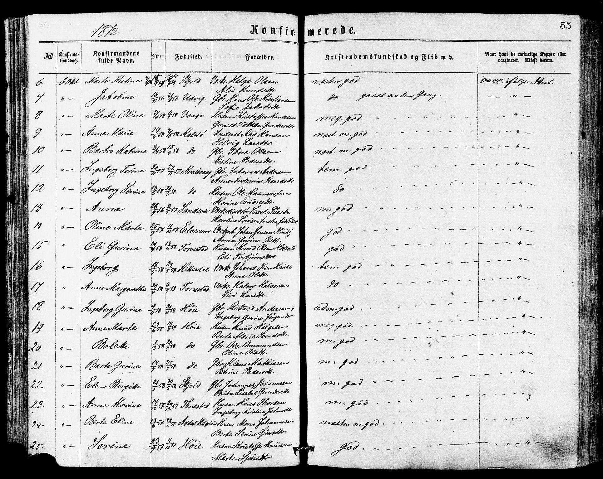 Avaldsnes sokneprestkontor, SAST/A -101851/H/Ha/Haa/L0012: Ministerialbok nr. A 12, 1865-1880, s. 55