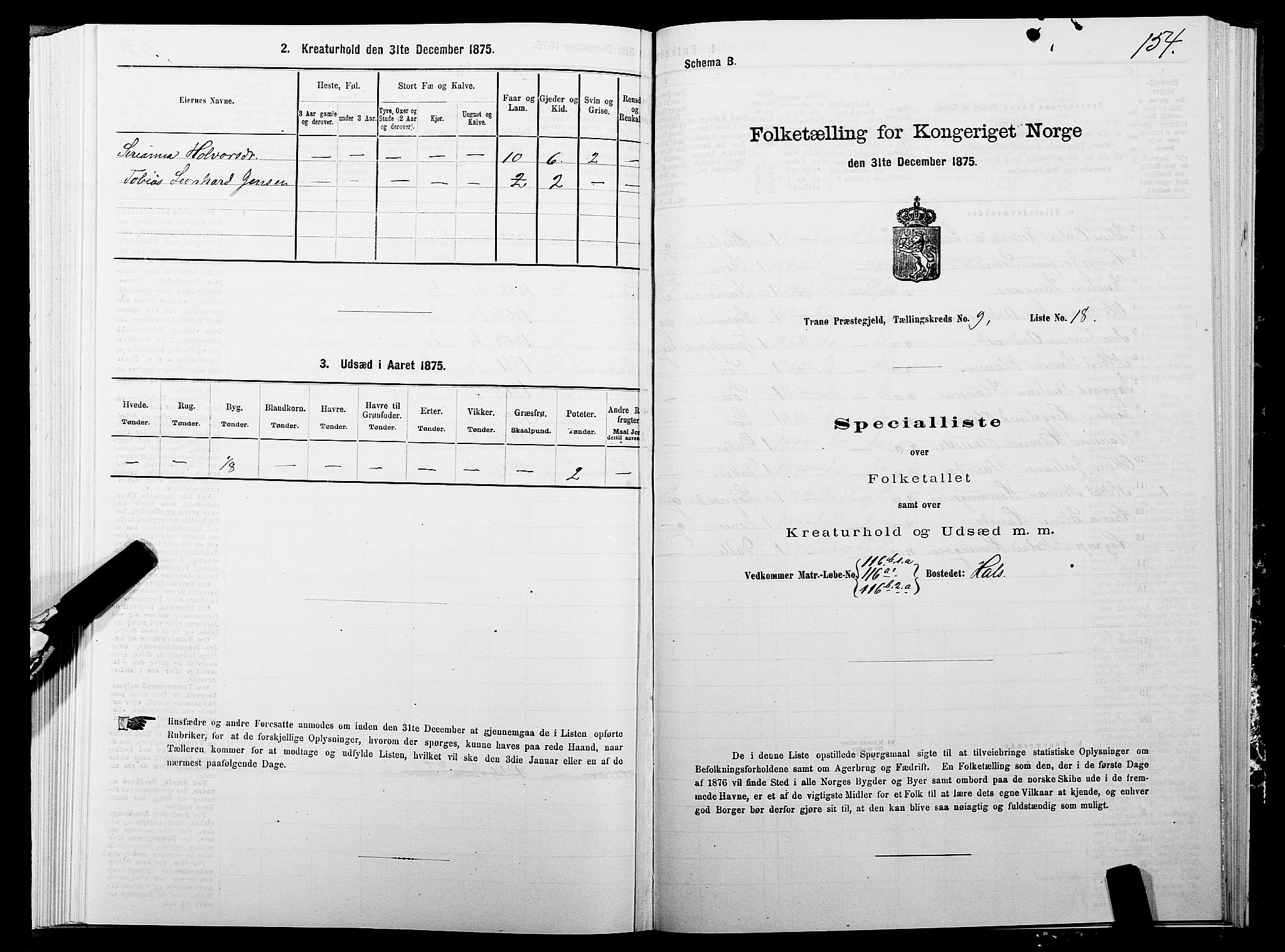 SATØ, Folketelling 1875 for 1927P Tranøy prestegjeld, 1875, s. 4154