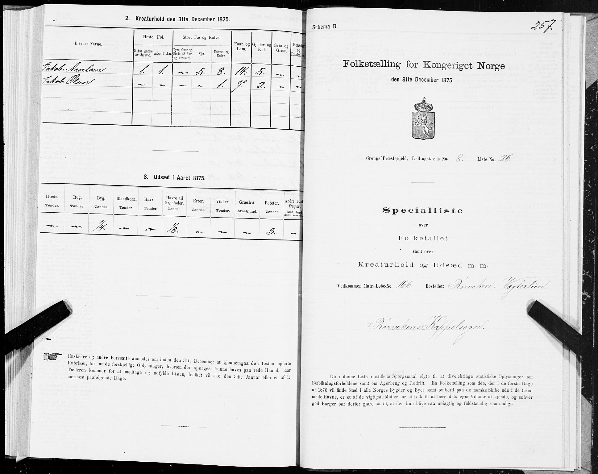 SAT, Folketelling 1875 for 1742P Grong prestegjeld, 1875, s. 4257