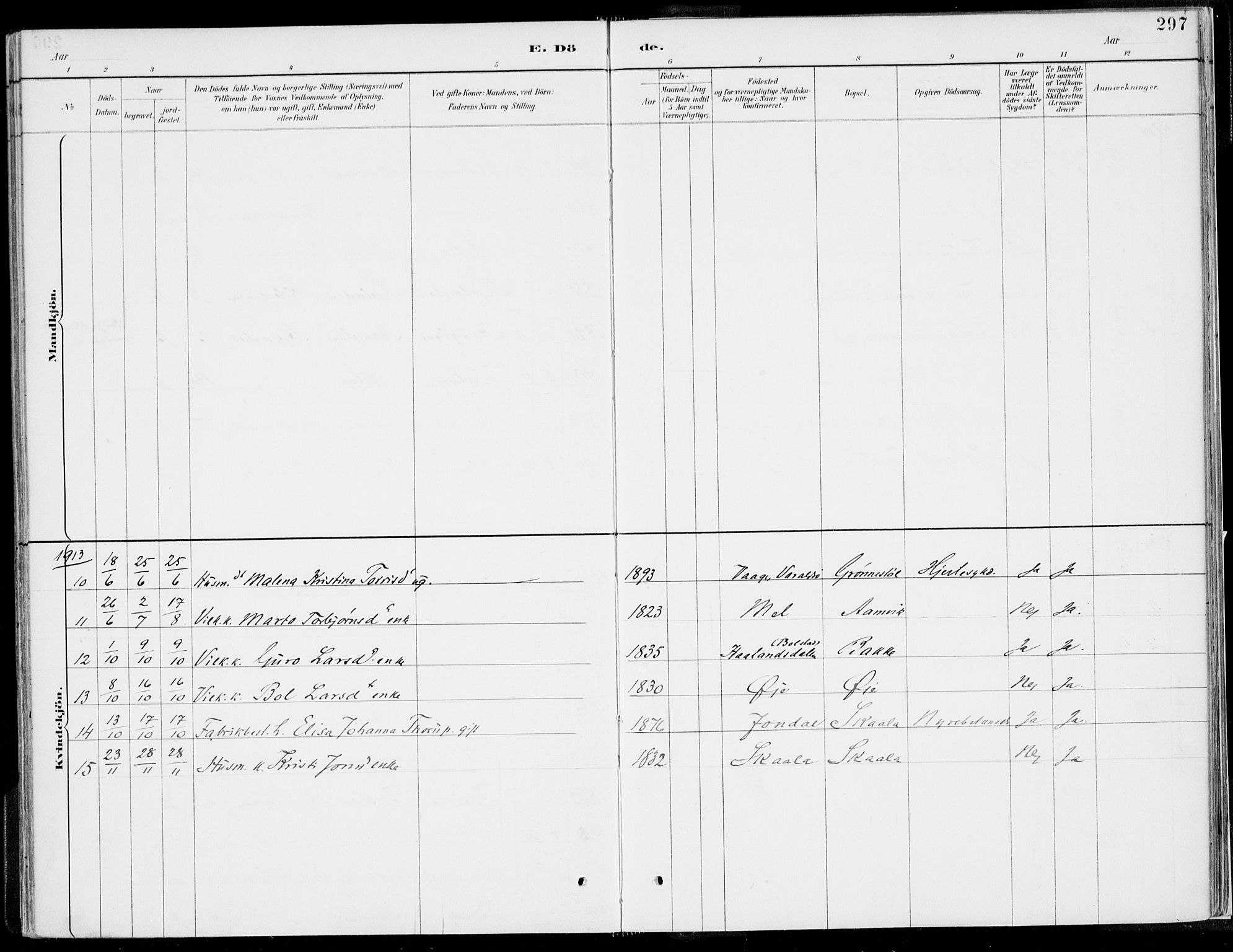 Kvinnherad sokneprestembete, AV/SAB-A-76401/H/Haa: Ministerialbok nr. B  1, 1887-1921, s. 297