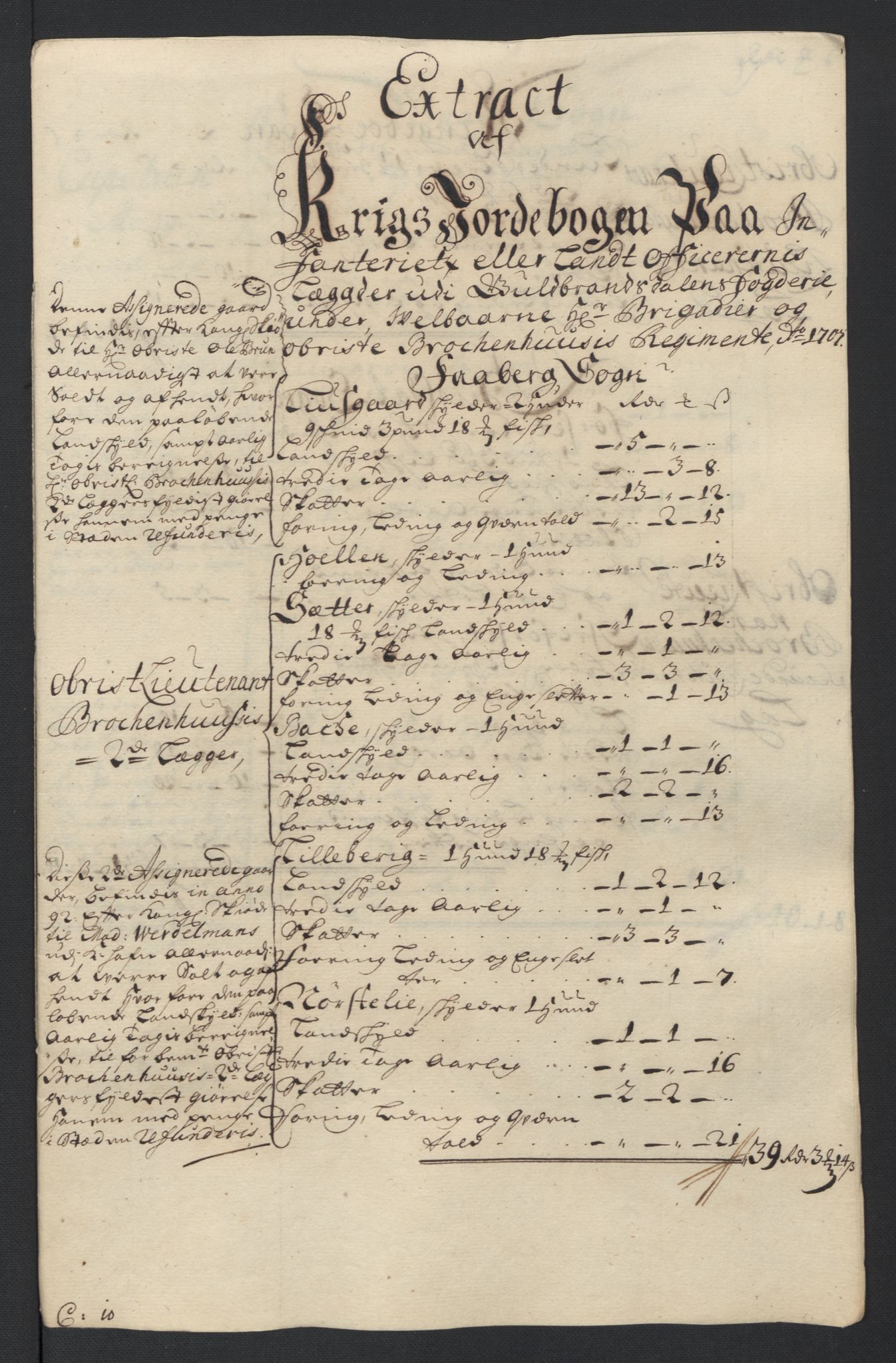 Rentekammeret inntil 1814, Reviderte regnskaper, Fogderegnskap, RA/EA-4092/R17/L1178: Fogderegnskap Gudbrandsdal, 1705-1707, s. 328