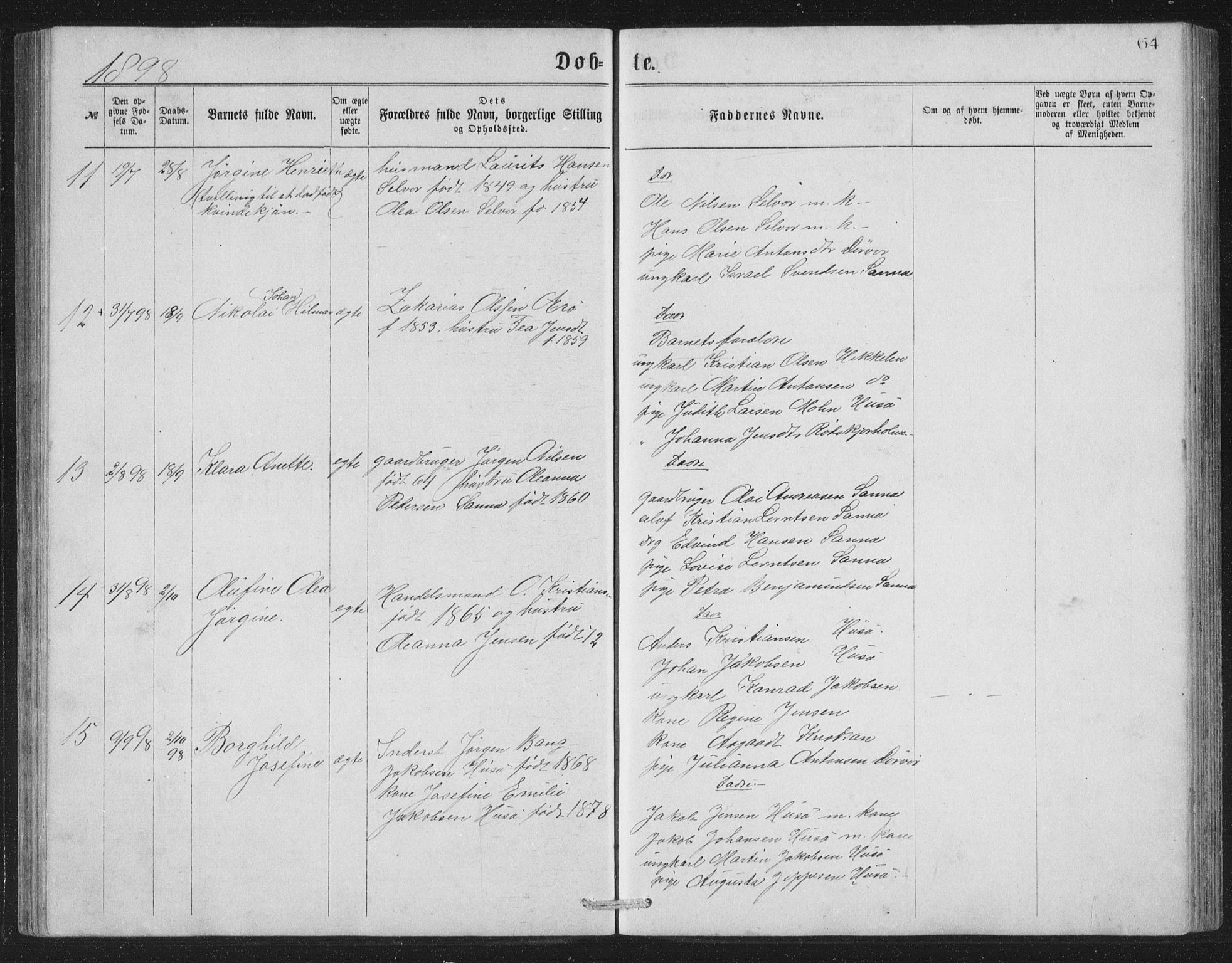 Ministerialprotokoller, klokkerbøker og fødselsregistre - Nordland, SAT/A-1459/840/L0582: Klokkerbok nr. 840C02, 1874-1900, s. 64