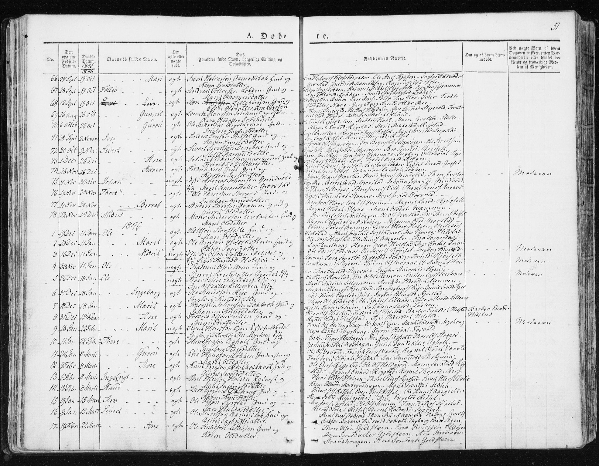 Ministerialprotokoller, klokkerbøker og fødselsregistre - Sør-Trøndelag, SAT/A-1456/672/L0855: Ministerialbok nr. 672A07, 1829-1860, s. 51