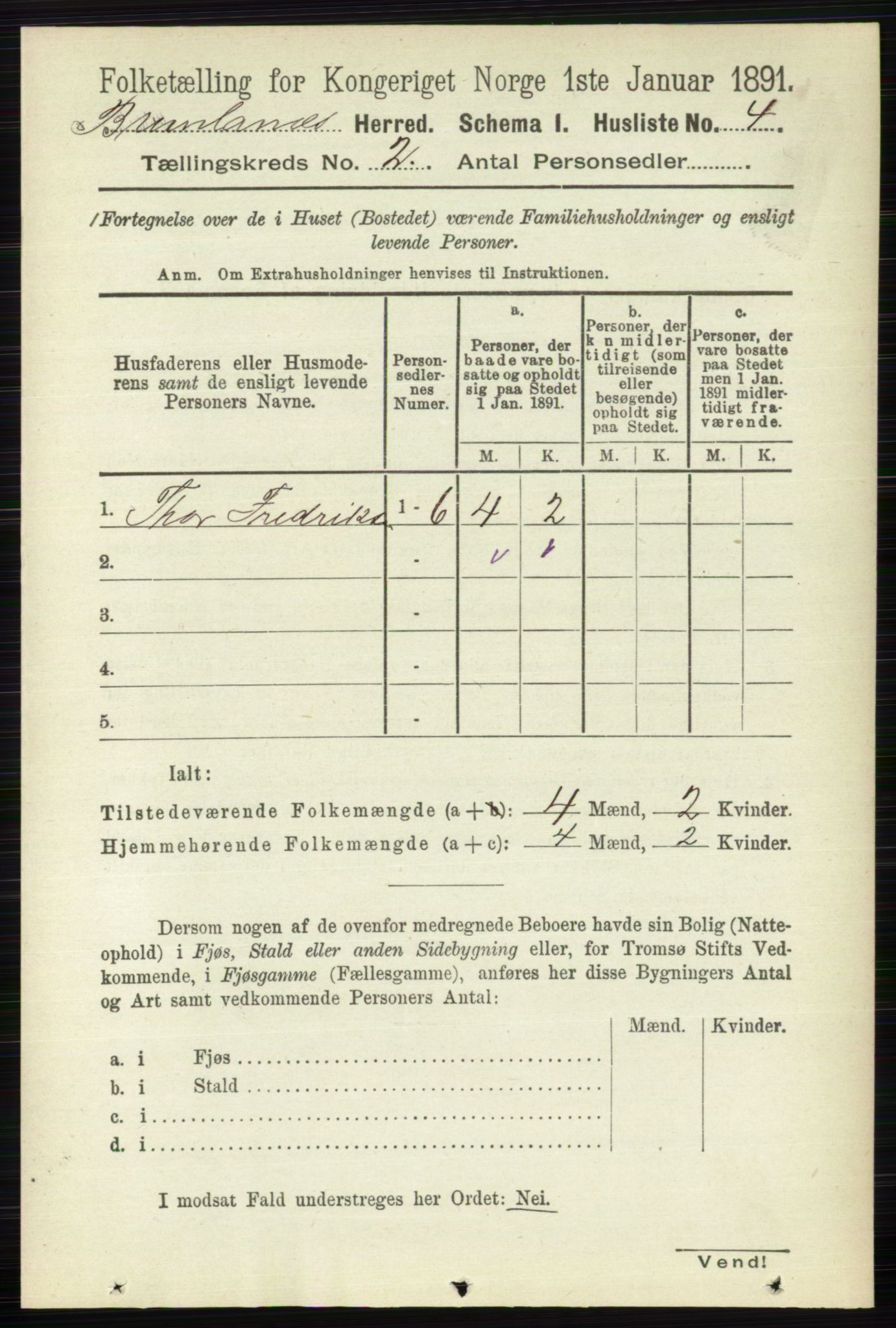 RA, Folketelling 1891 for 0726 Brunlanes herred, 1891, s. 604