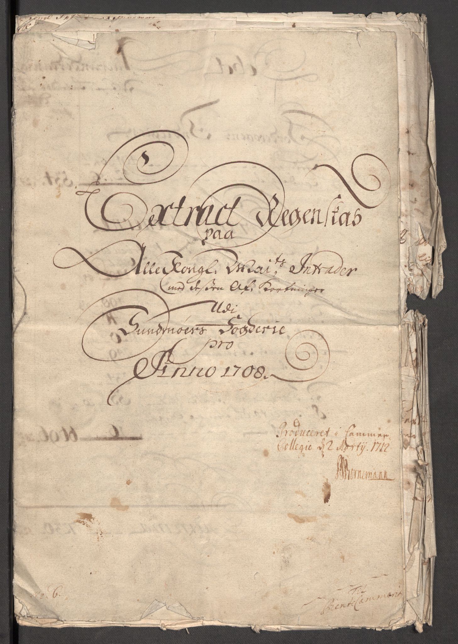 Rentekammeret inntil 1814, Reviderte regnskaper, Fogderegnskap, AV/RA-EA-4092/R54/L3562: Fogderegnskap Sunnmøre, 1708-1709, s. 3