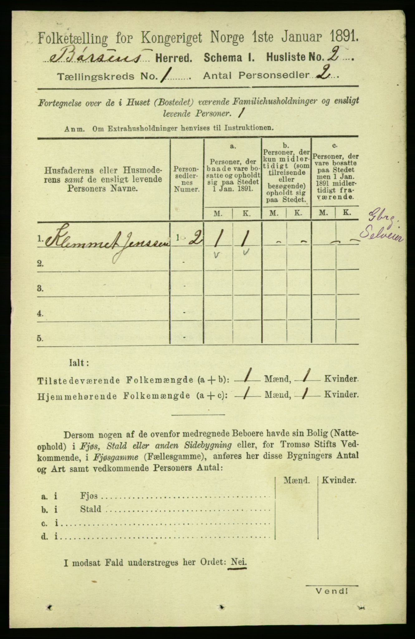 RA, Folketelling 1891 for 1658 Børsa herred, 1891, s. 20