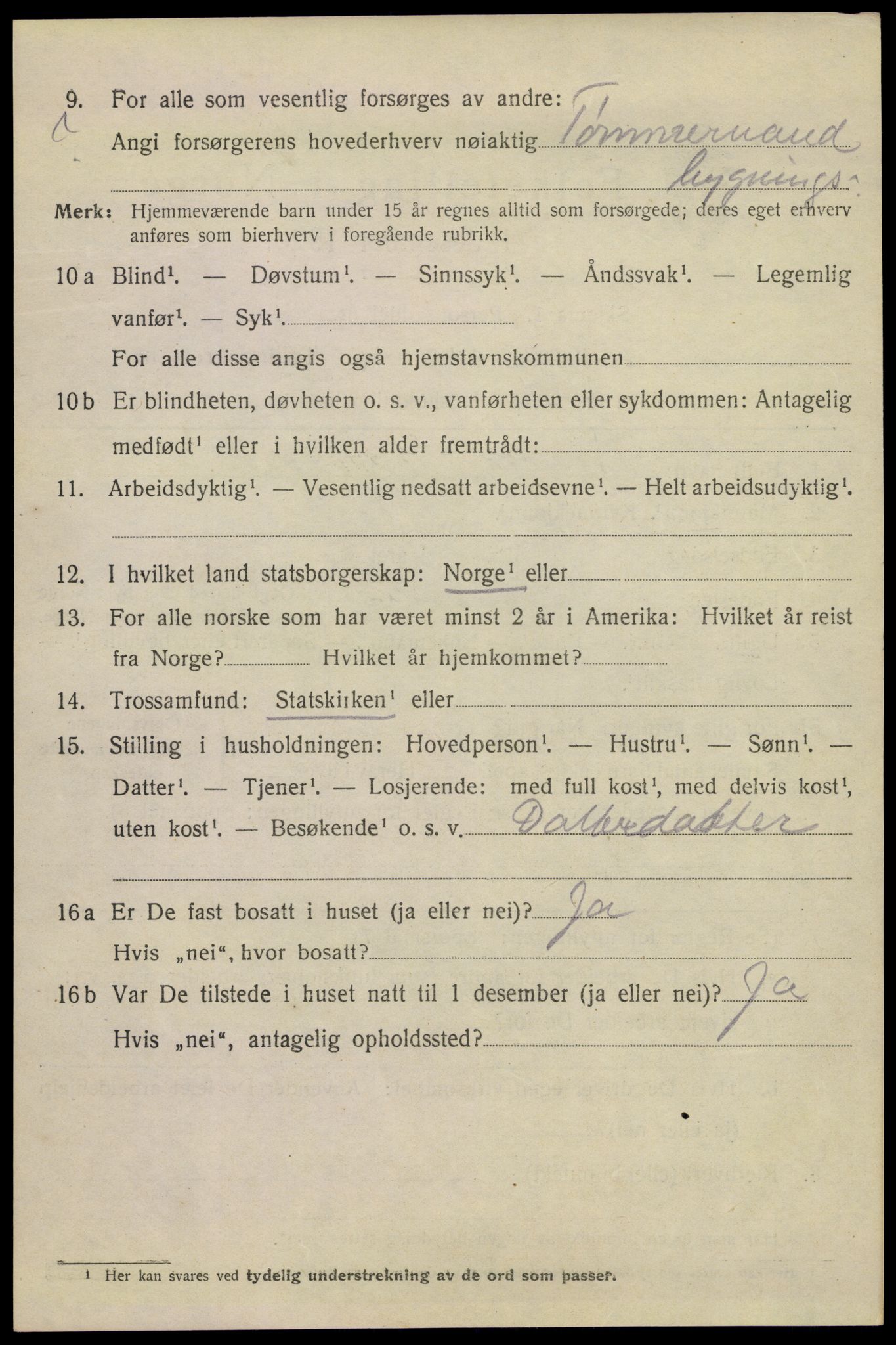 SAKO, Folketelling 1920 for 0801 Kragerø kjøpstad, 1920, s. 9990