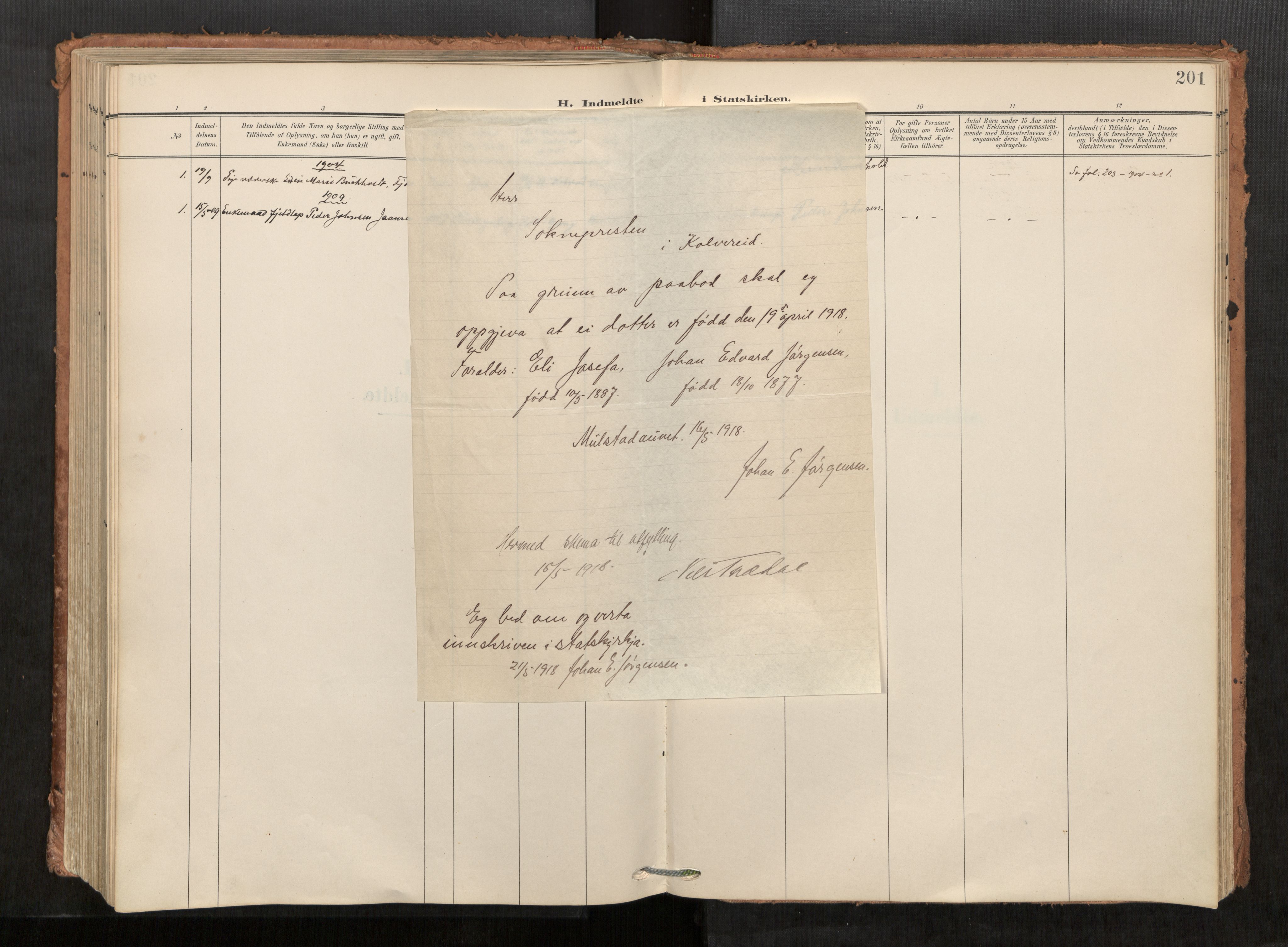 Kolvereid sokneprestkontor, AV/SAT-A-1171/H/Ha/Haa/L0001: Ministerialbok nr. 1, 1903-1922