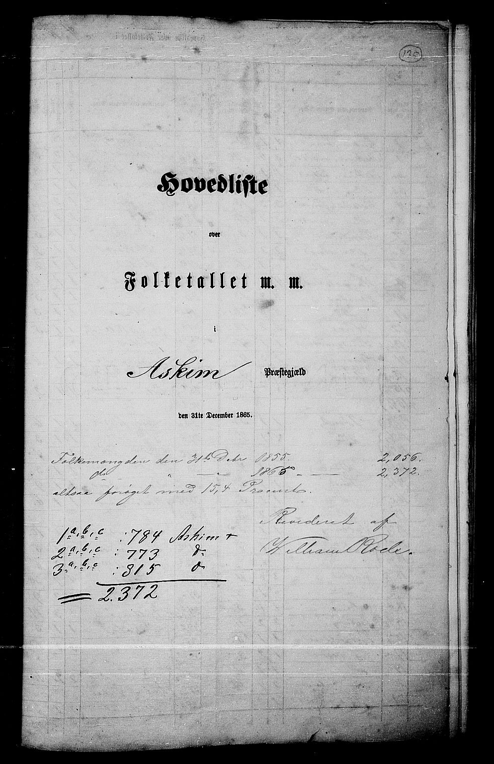 RA, Folketelling 1865 for 0124P Askim prestegjeld, 1865, s. 1