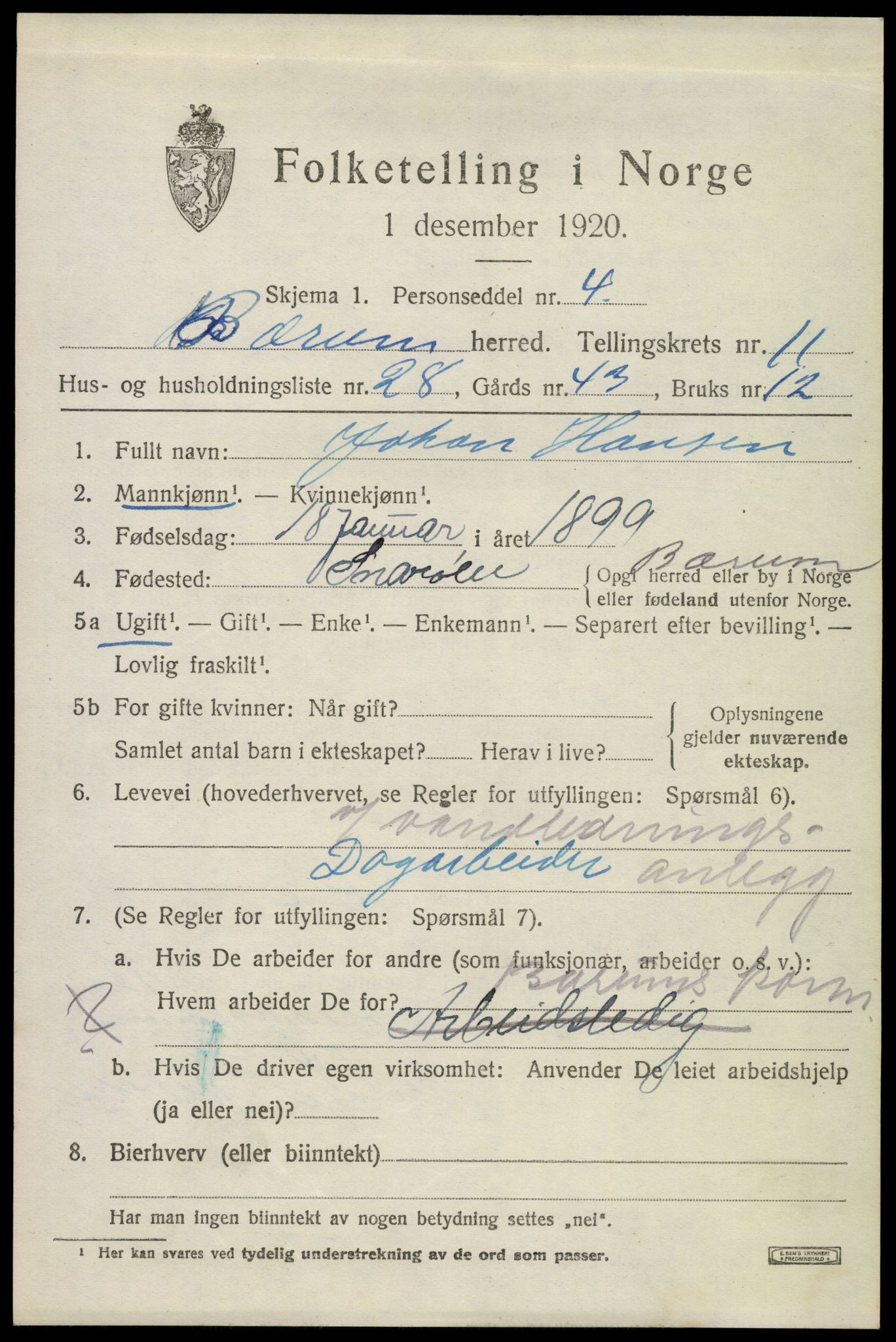 SAO, Folketelling 1920 for 0219 Bærum herred, 1920, s. 24986
