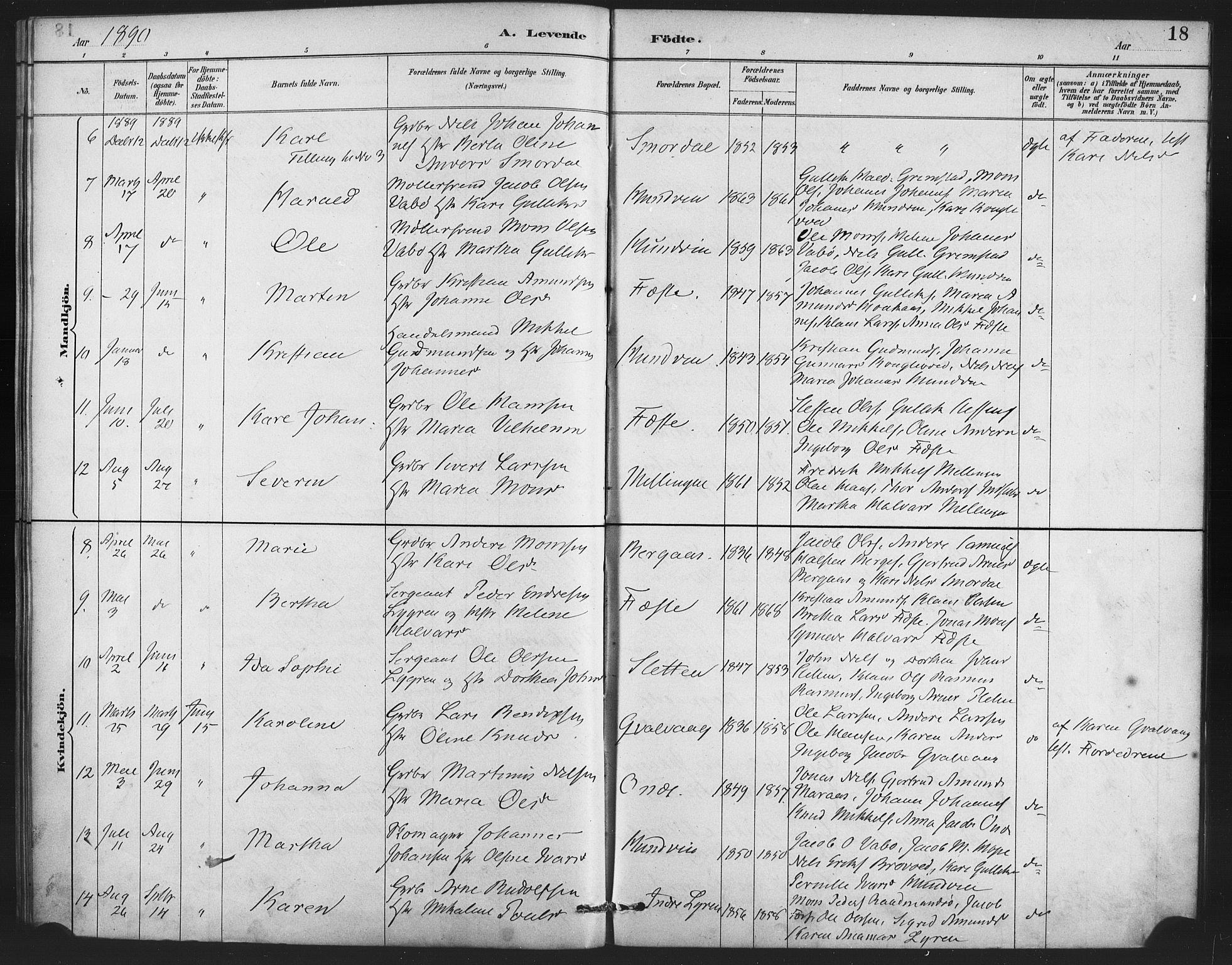 Lindås Sokneprestembete, AV/SAB-A-76701/H/Haa/Haae/L0001: Ministerialbok nr. E 1, 1886-1897, s. 18