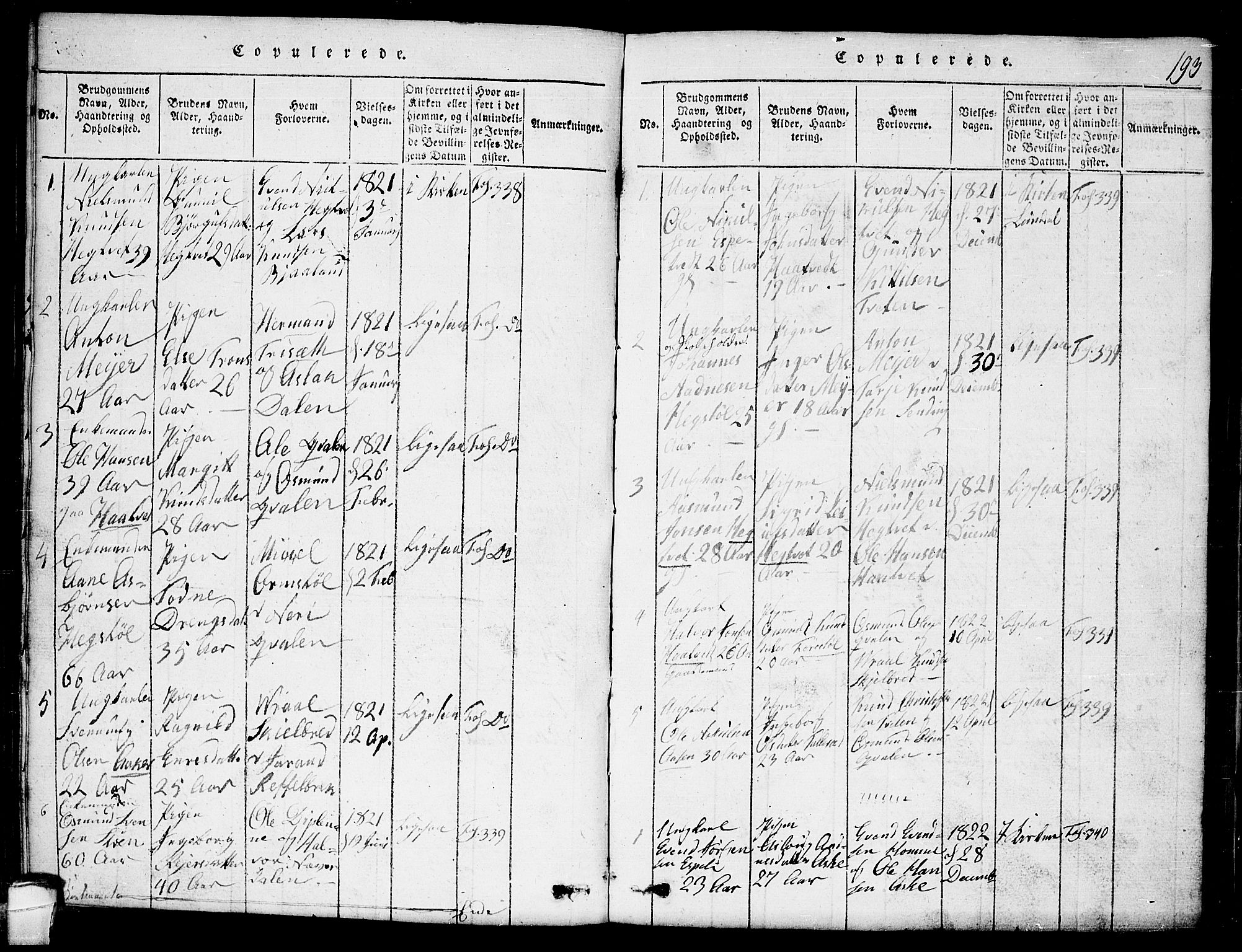 Lårdal kirkebøker, AV/SAKO-A-284/G/Ga/L0001: Klokkerbok nr. I 1, 1815-1861, s. 193
