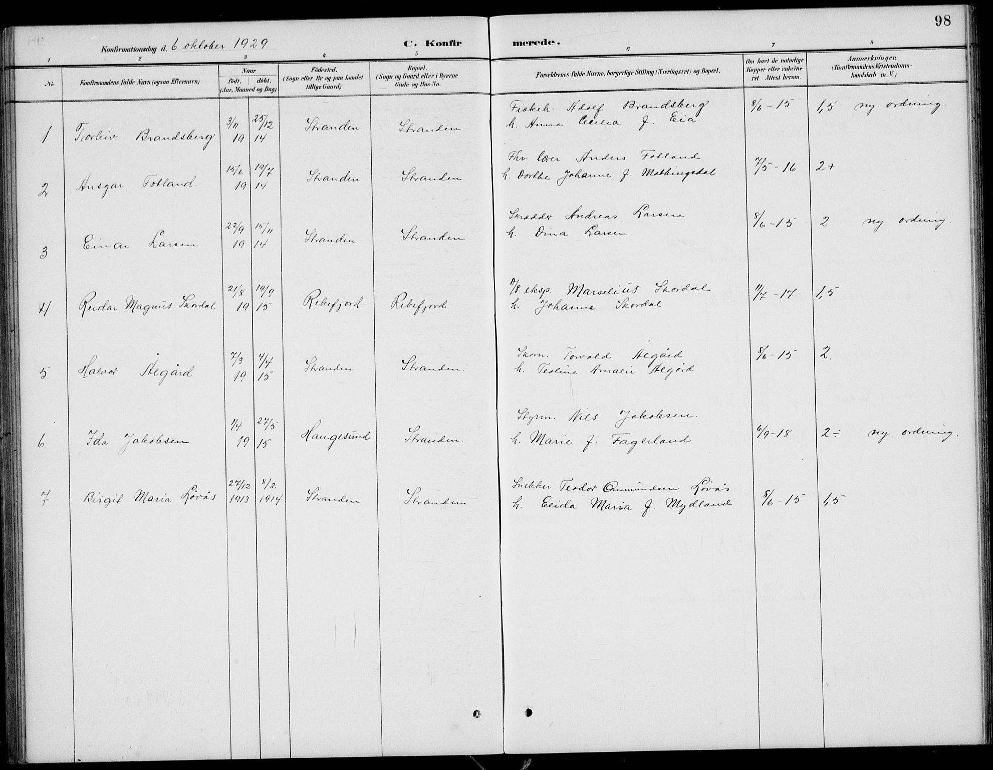 Sokndal sokneprestkontor, SAST/A-101808: Klokkerbok nr. B 5, 1887-1934, s. 98