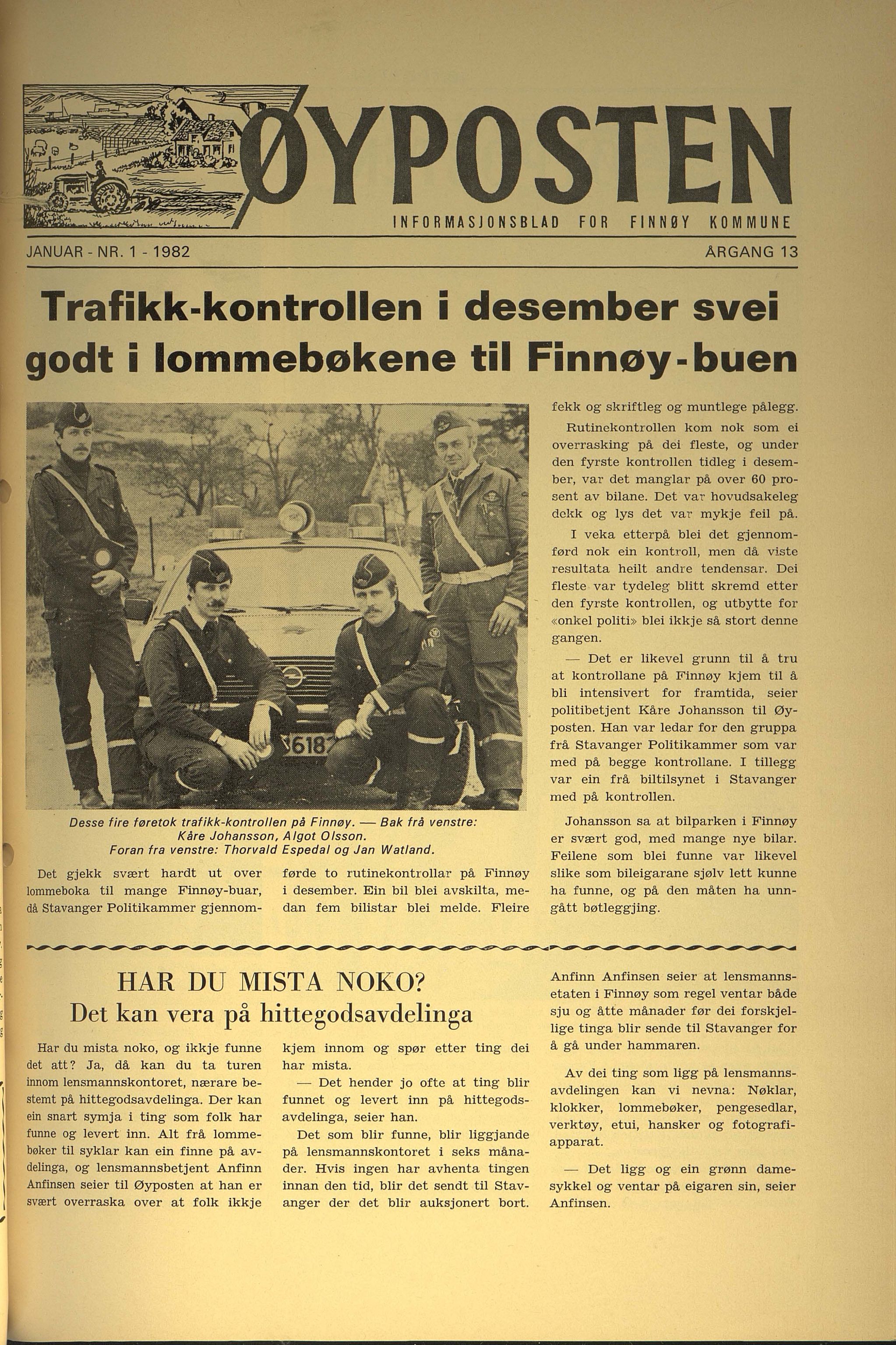 , Finnøy kommune, Øyposten, 1982, 1982