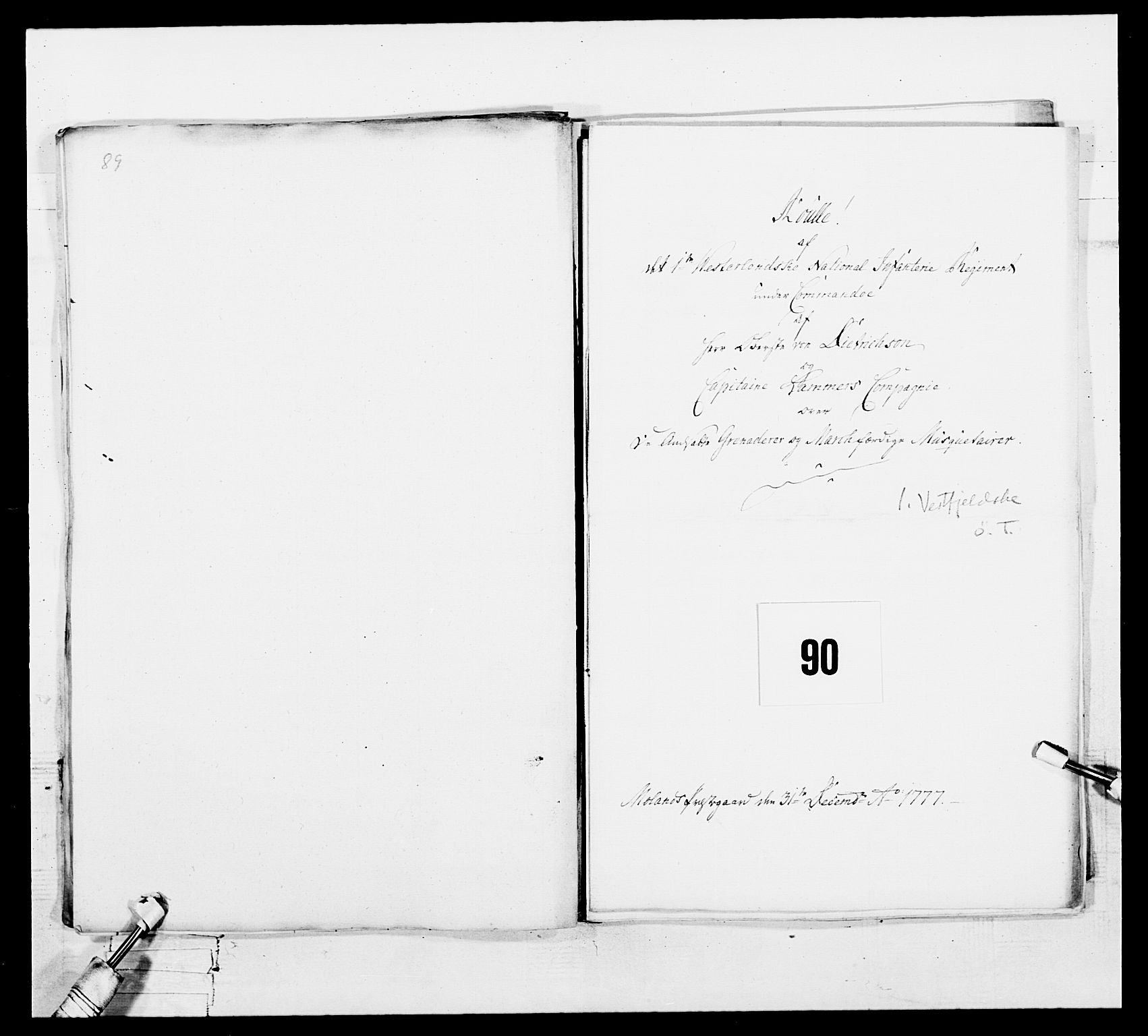 Generalitets- og kommissariatskollegiet, Det kongelige norske kommissariatskollegium, RA/EA-5420/E/Eh/L0101: 1. Vesterlenske nasjonale infanteriregiment, 1766-1777, s. 616