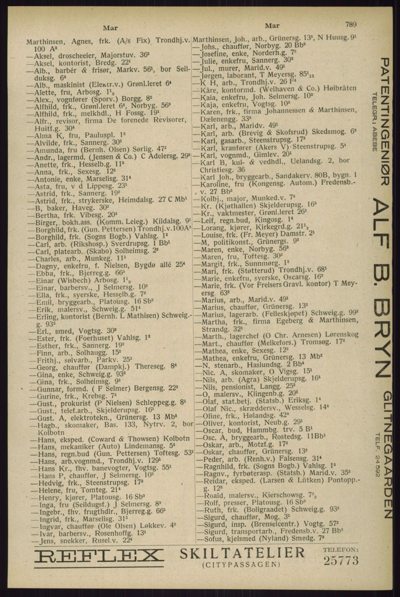 Kristiania/Oslo adressebok, PUBL/-, 1929, s. 789